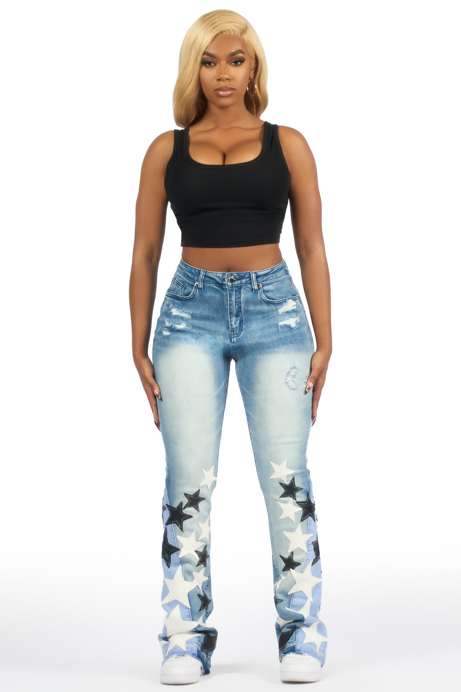 Adella Med. Wash Stacked Jean