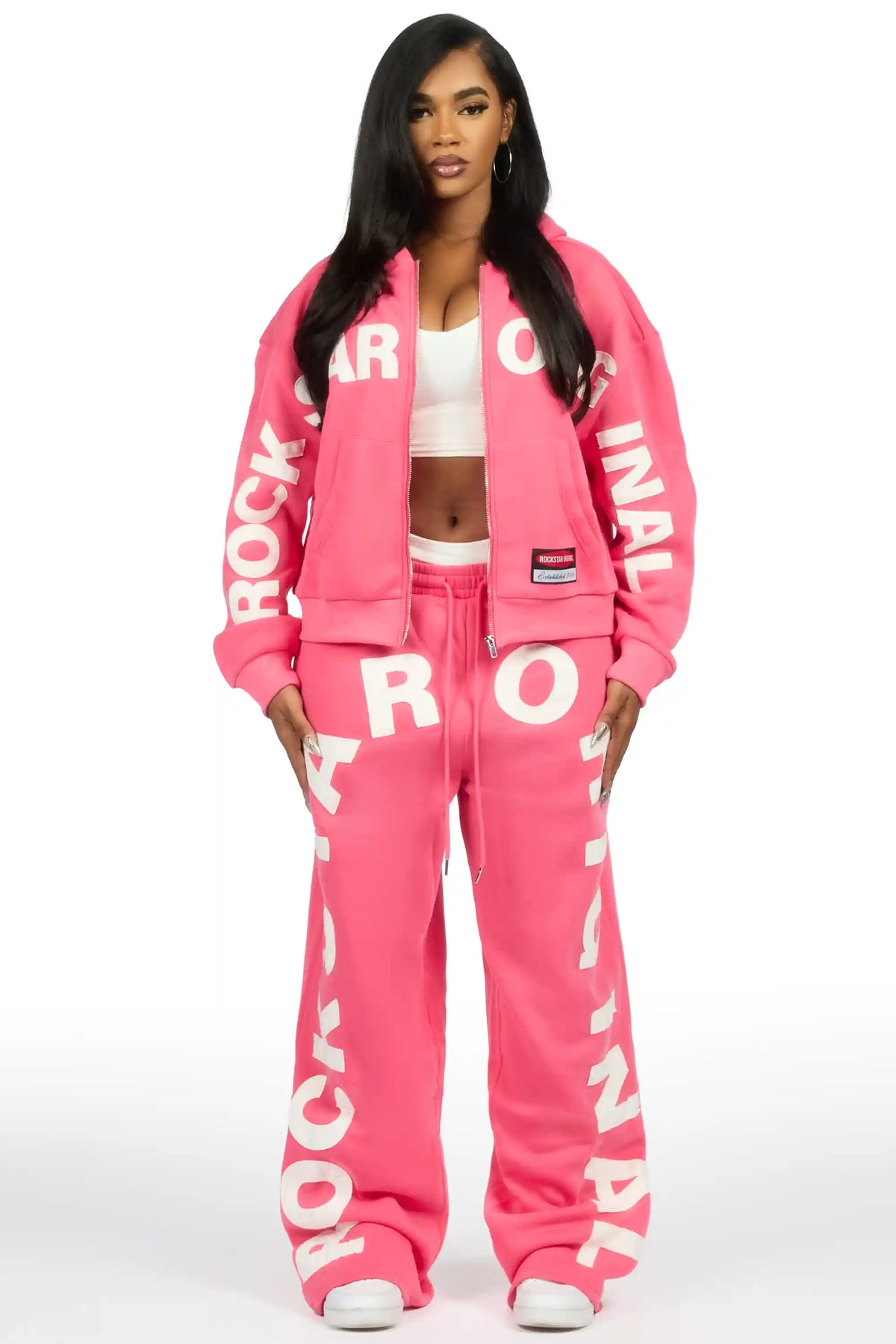 Raynecia Pink Zip Up Baggy Fit Track Set