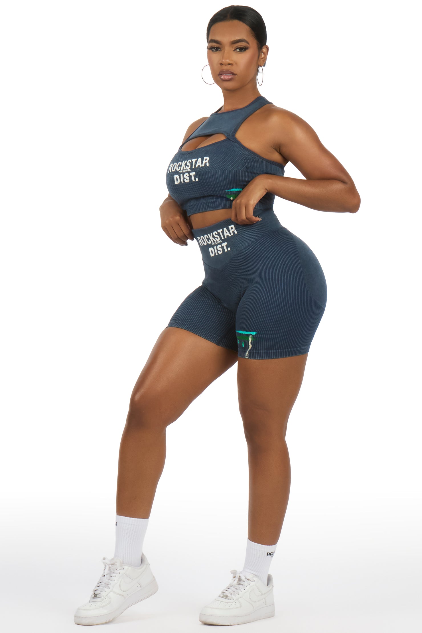Nekoya Navy Painted Active Bike Short Set