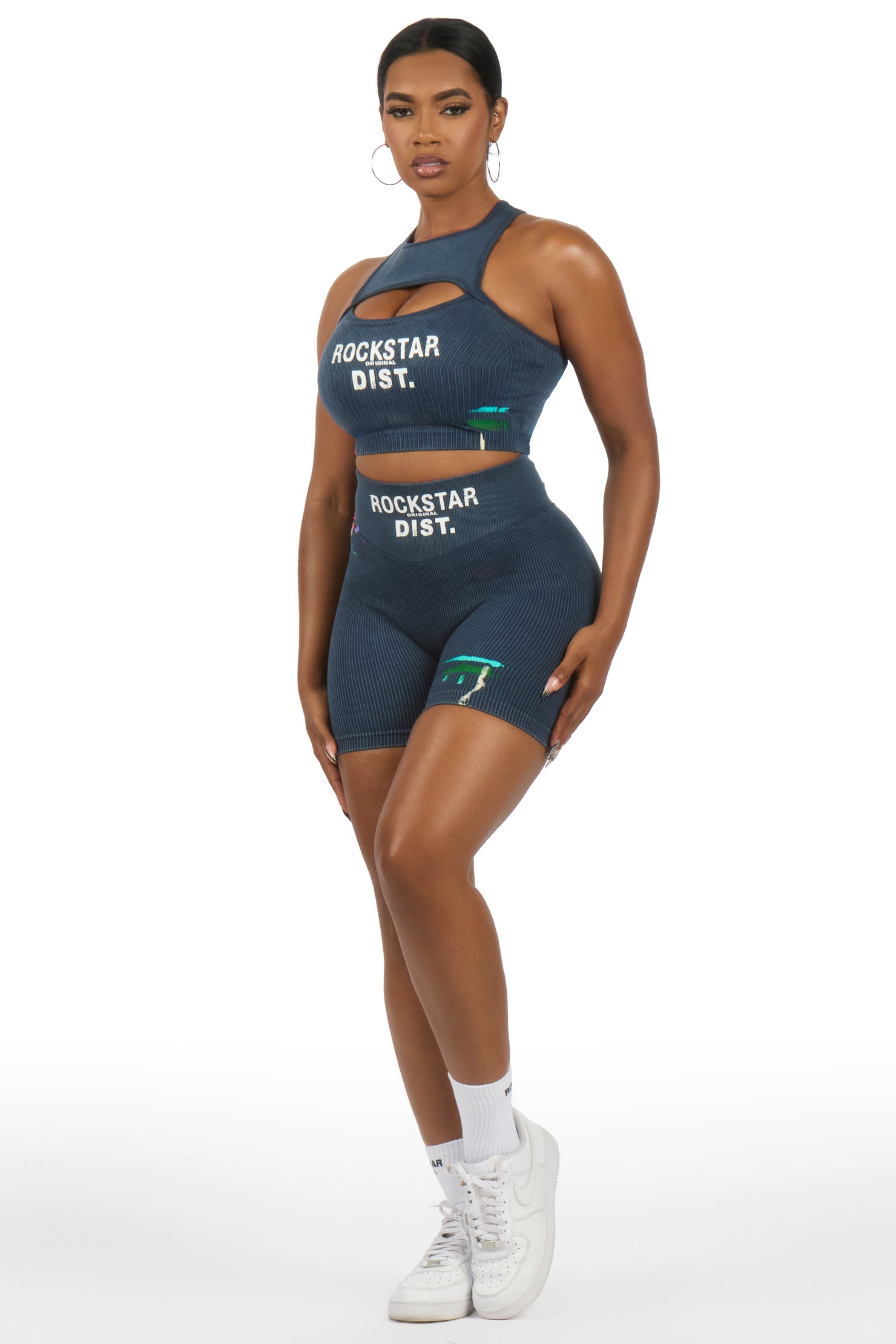 Nekoya Navy Painted Active Bike Short Set