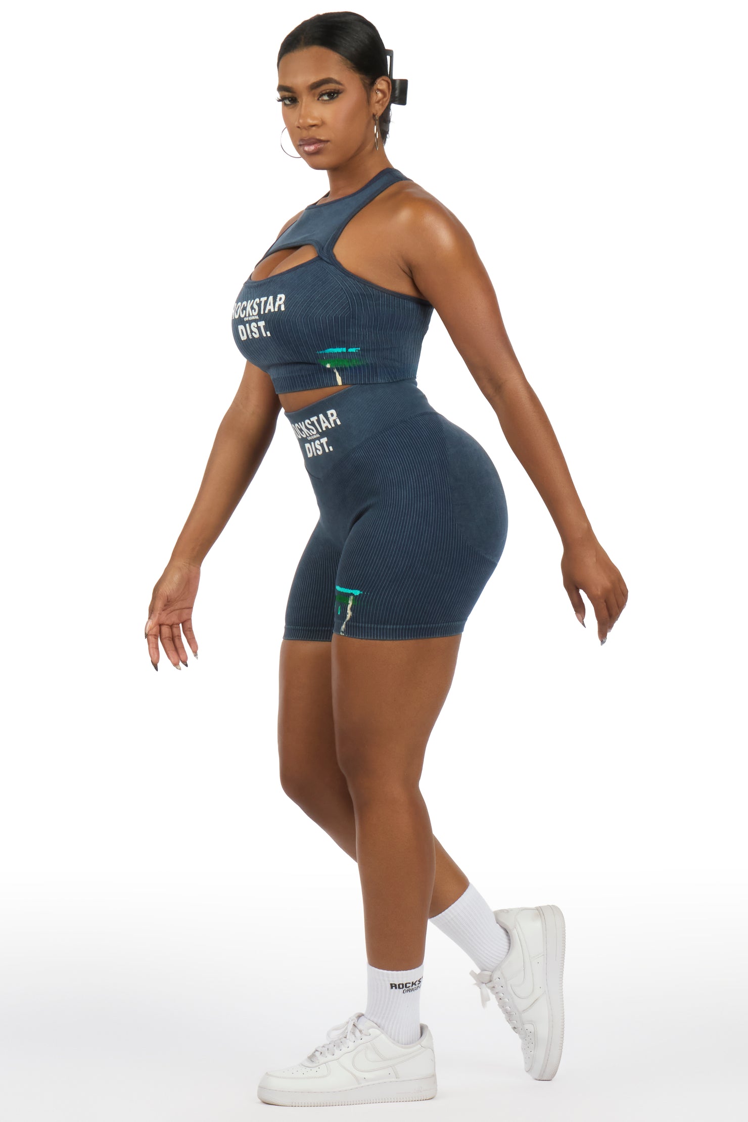 Nekoya Navy Painted Active Bike Short Set