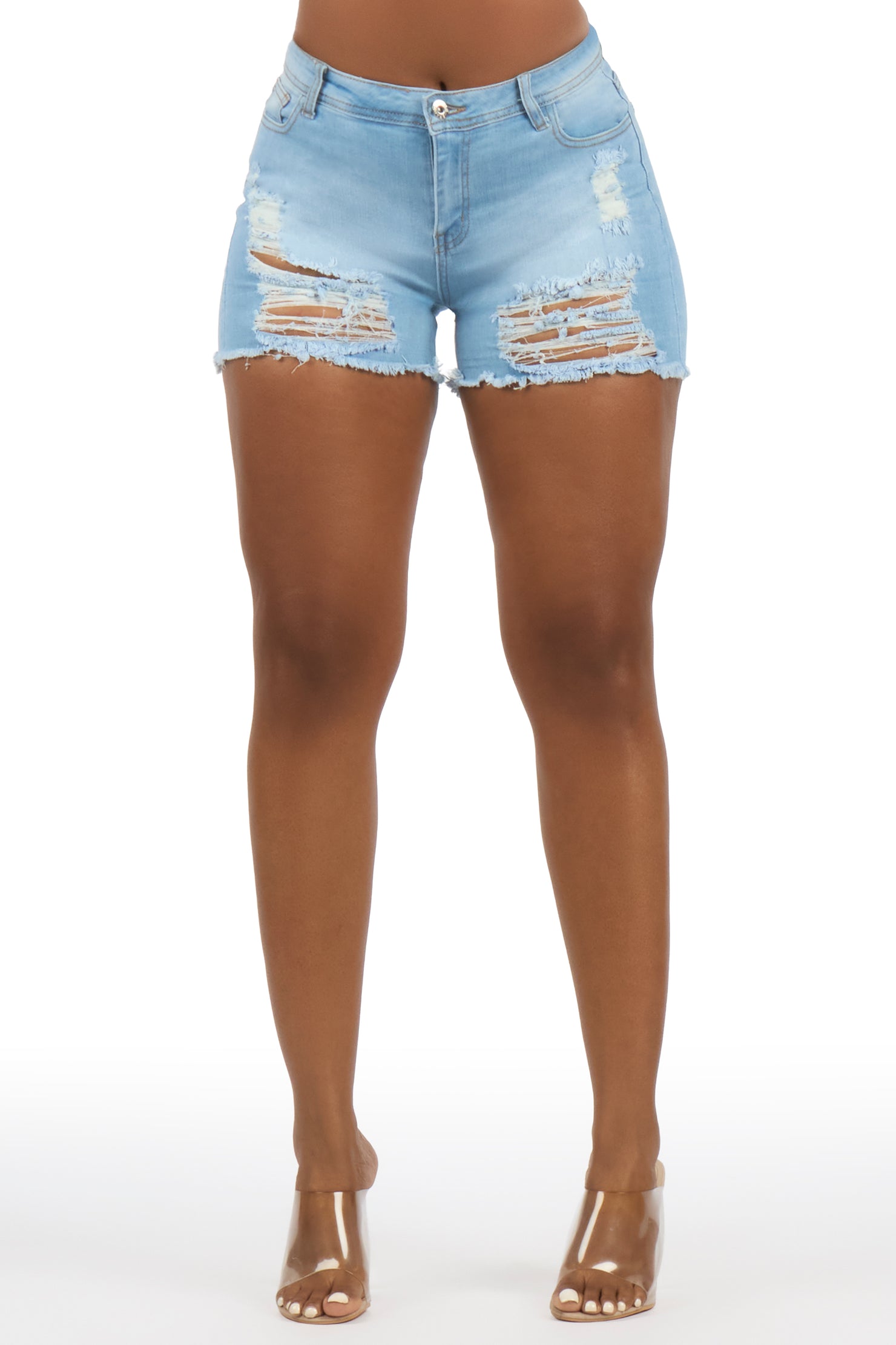 Consandra Light Wash Distressed Denim Short
