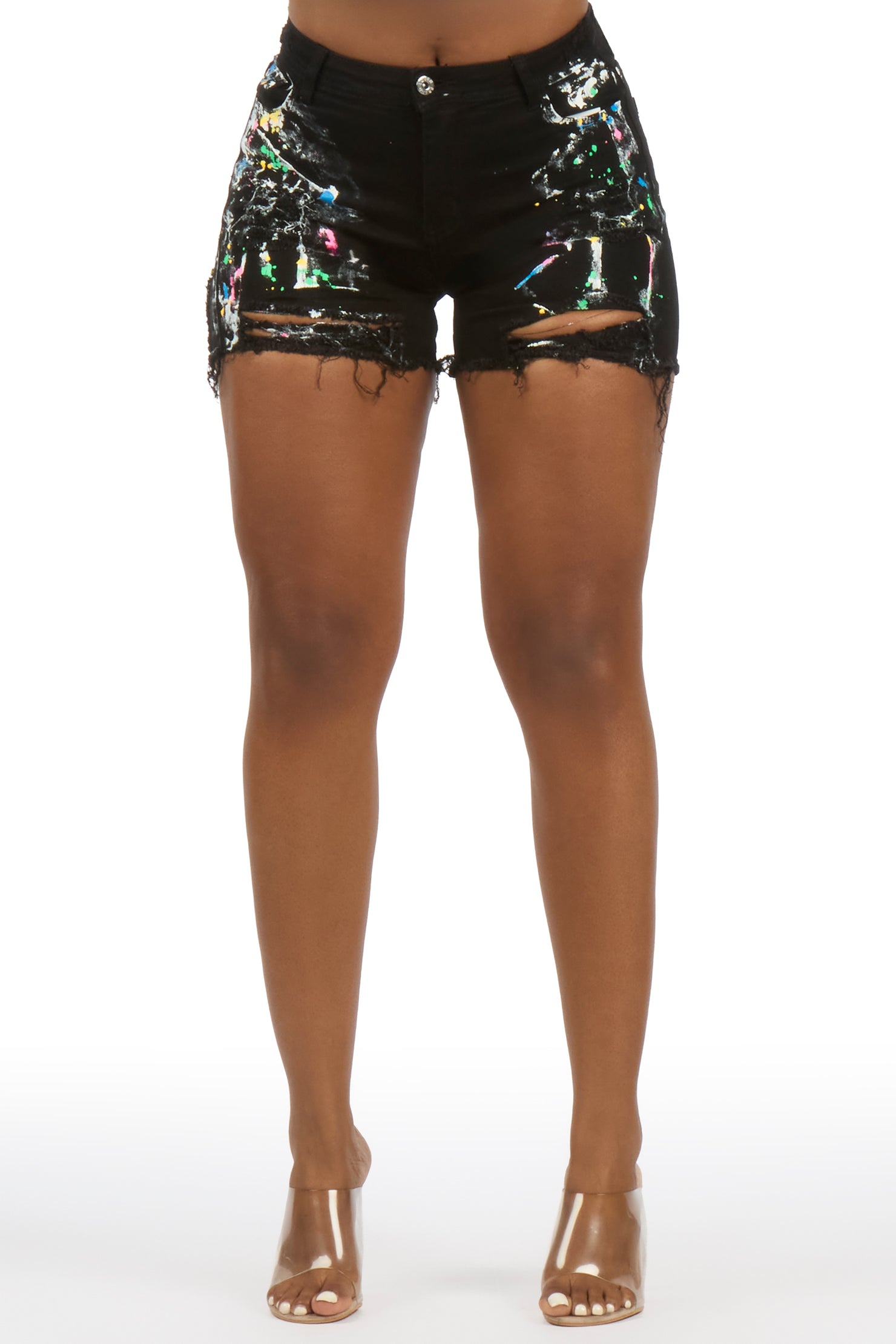 Tieneca Black Painted Denim Short
