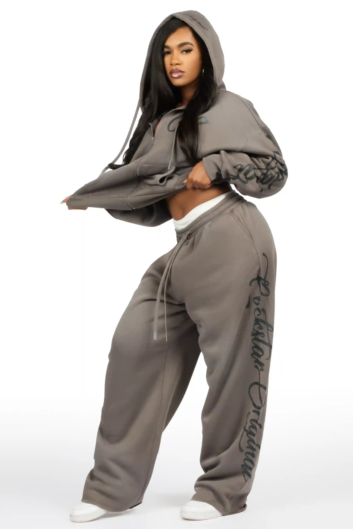Nakesha 3.0 Grey Zip Up Baggy Track Set