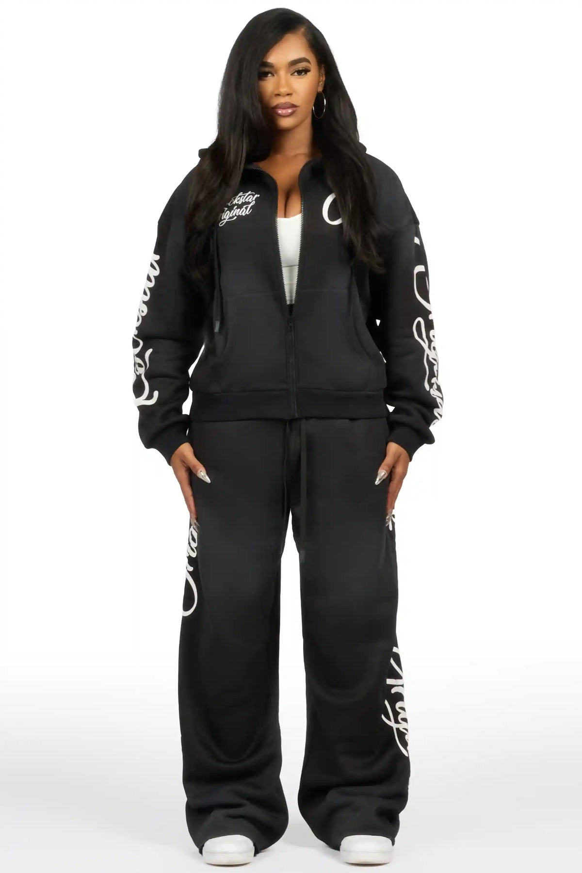 Nakesha 3.0 Black Zip Up Baggy Track Set