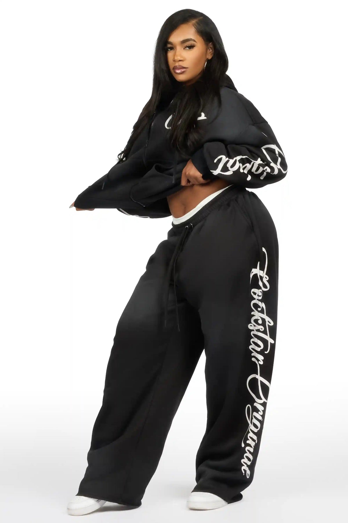 Nakesha 3.0 Black Zip Up Baggy Track Set