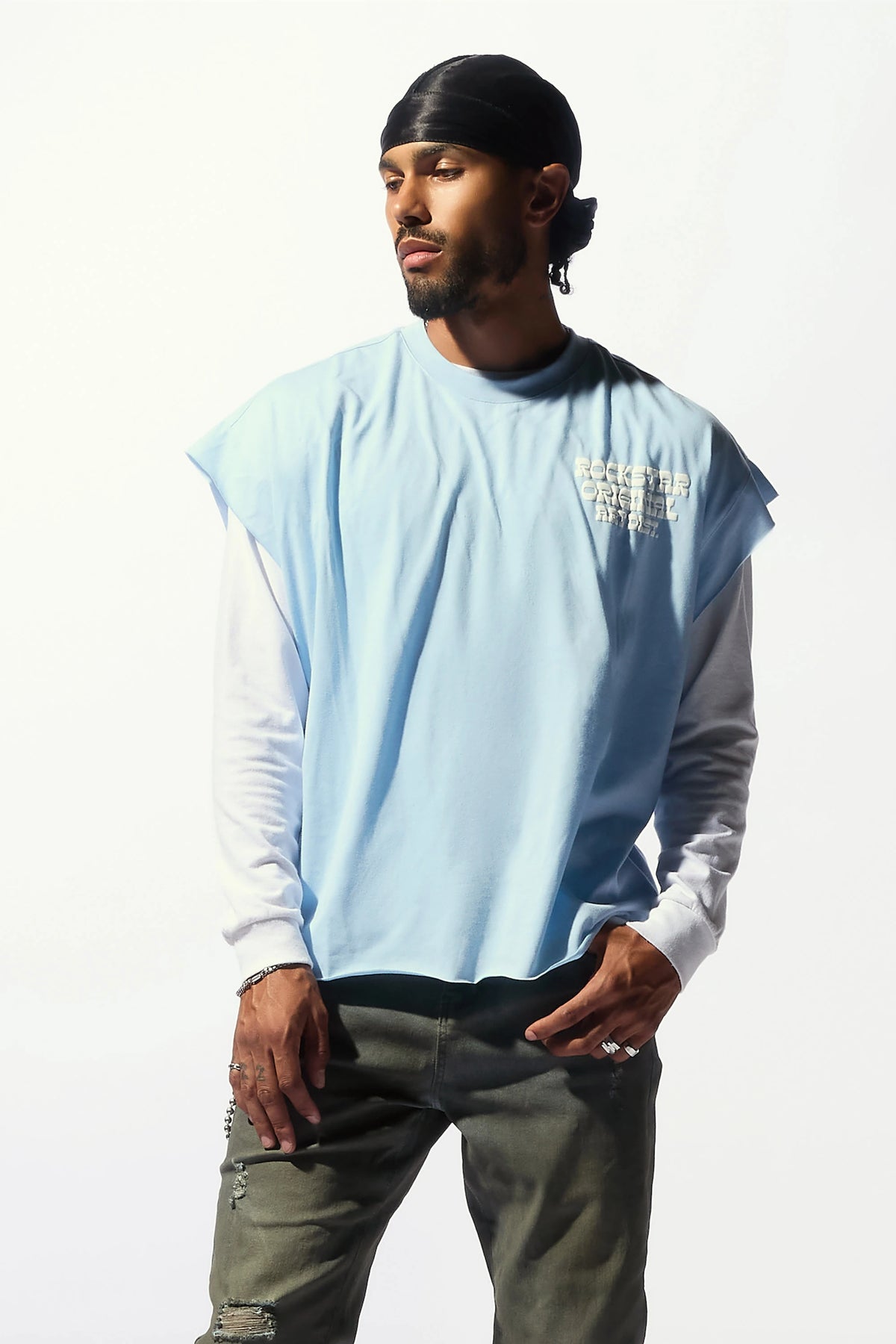 Plot Baby Blue Cut Sleeve Tee