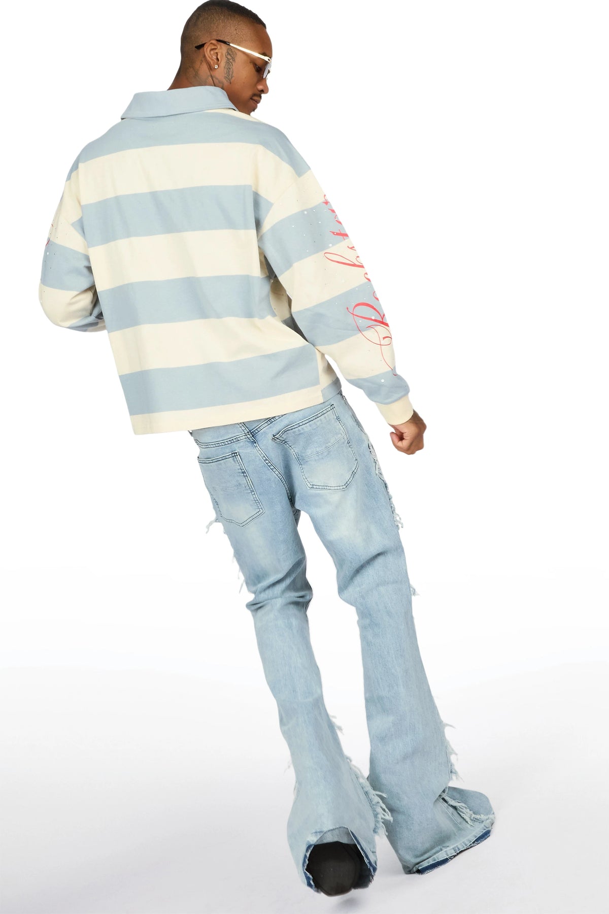 Vane Light Blue Stacked Super Flare Jean