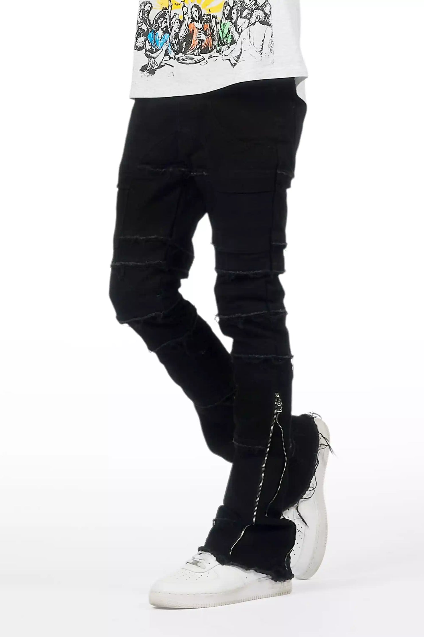 Horado Jet Black Stacked Flare Jean