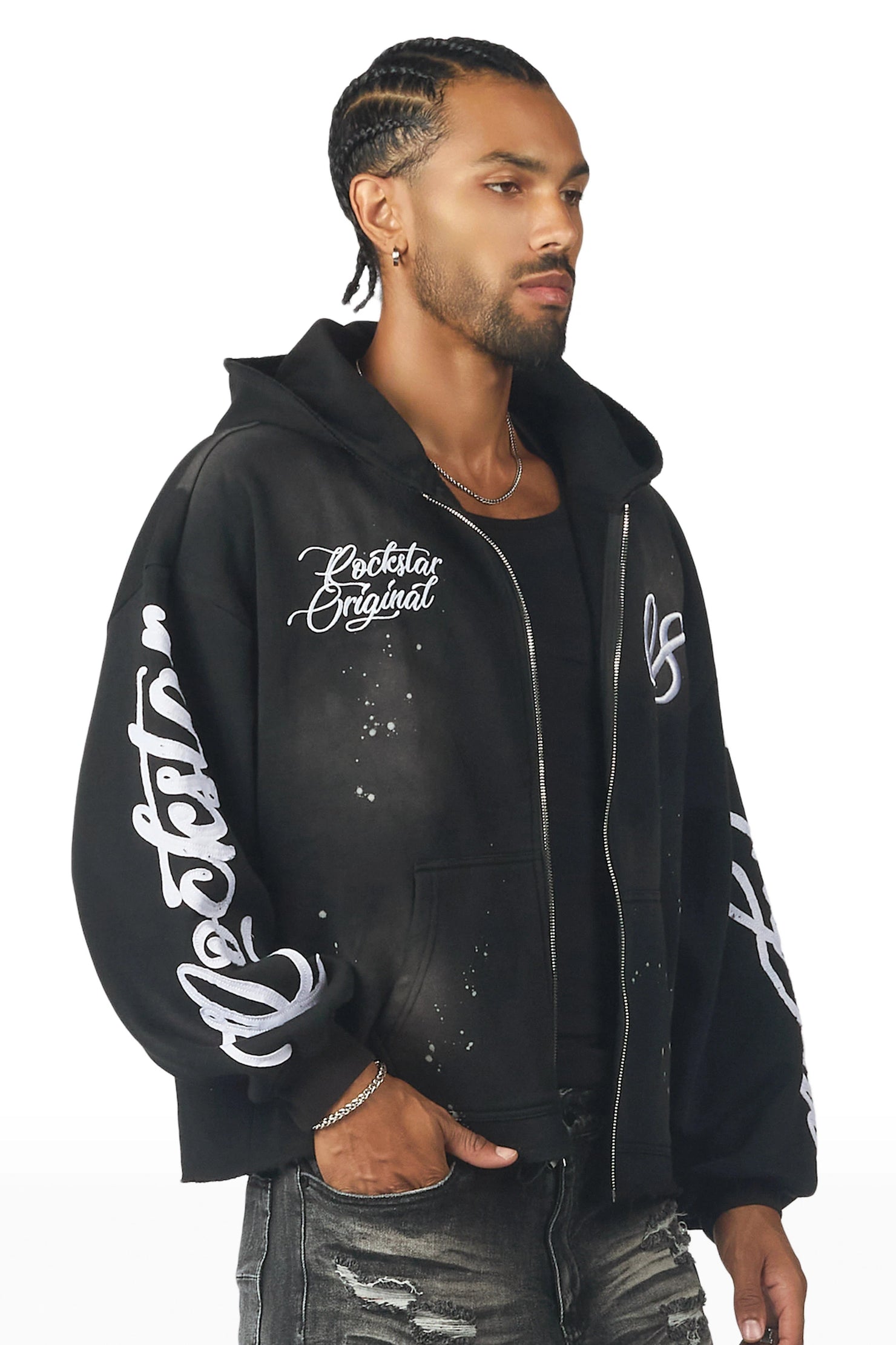 Hanif Black Zip Up Hoodie