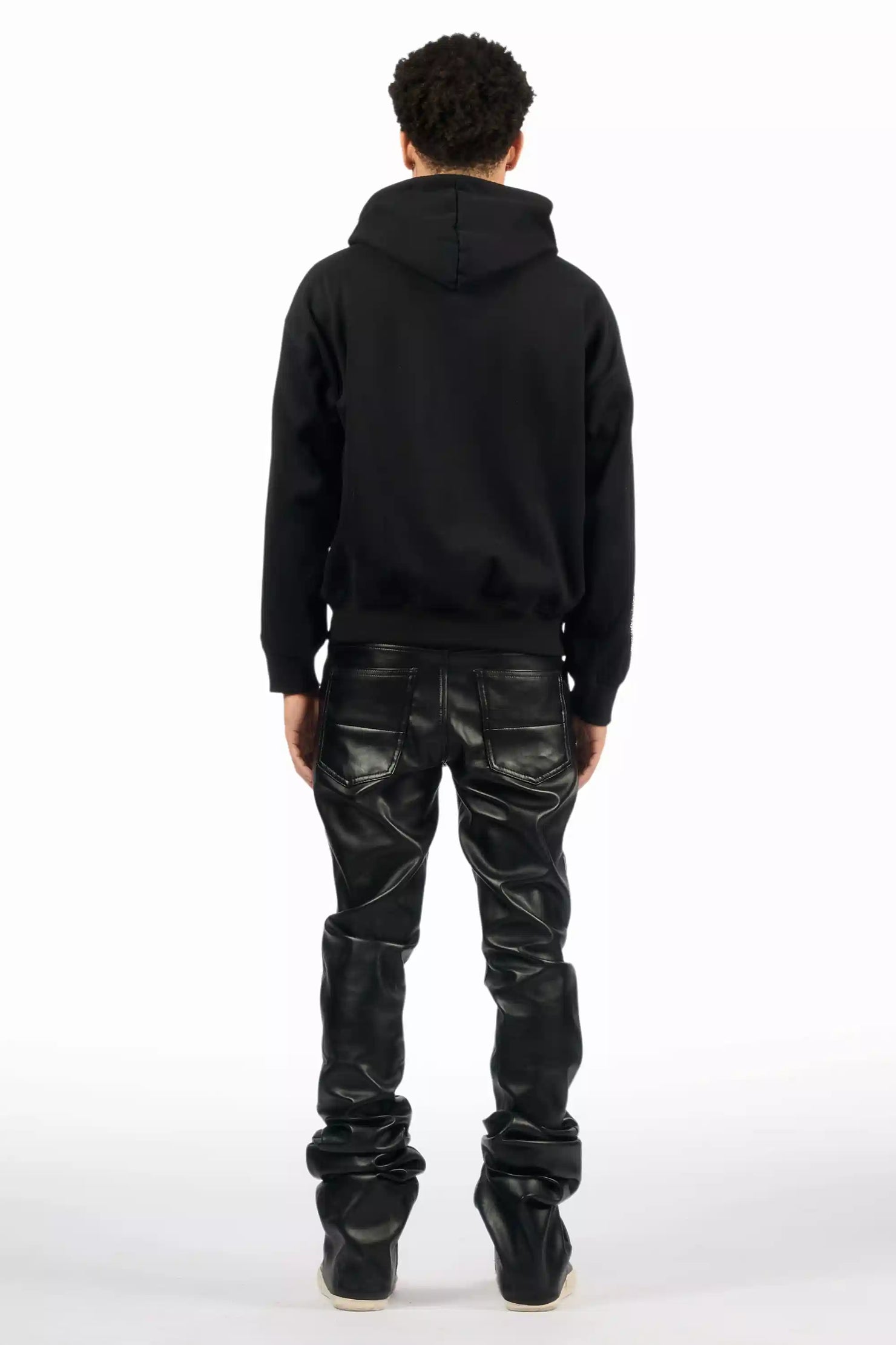 Ricky Black Super Stacked Faux Leather Pant