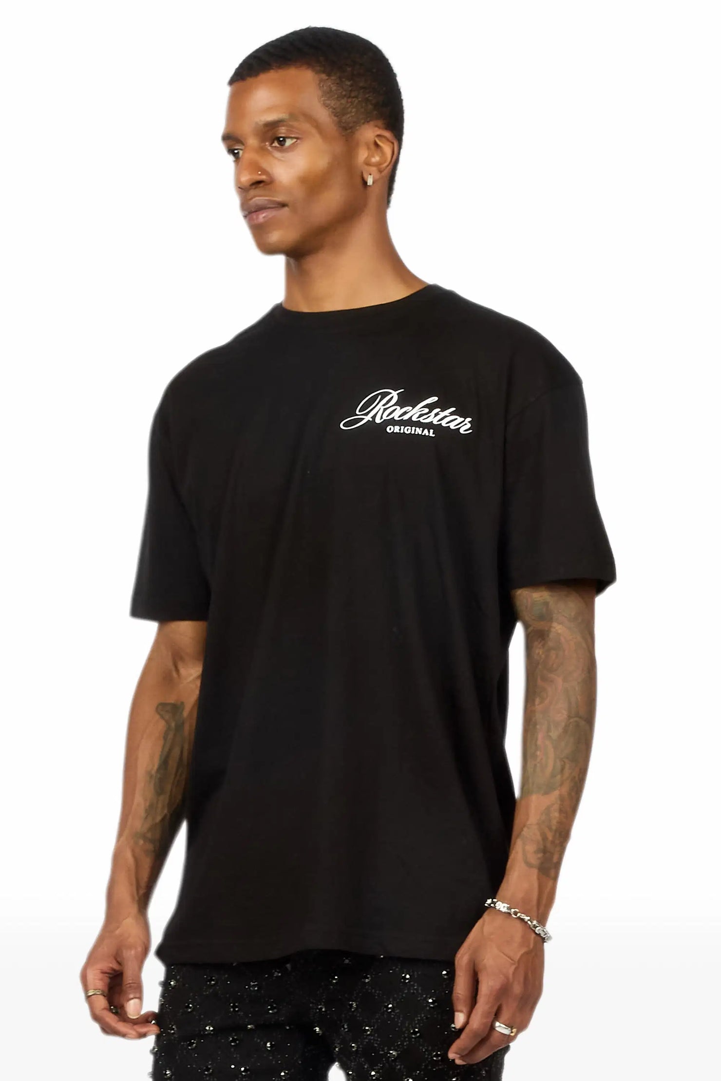 Domaric Black Oversized Graphic T-Shirt