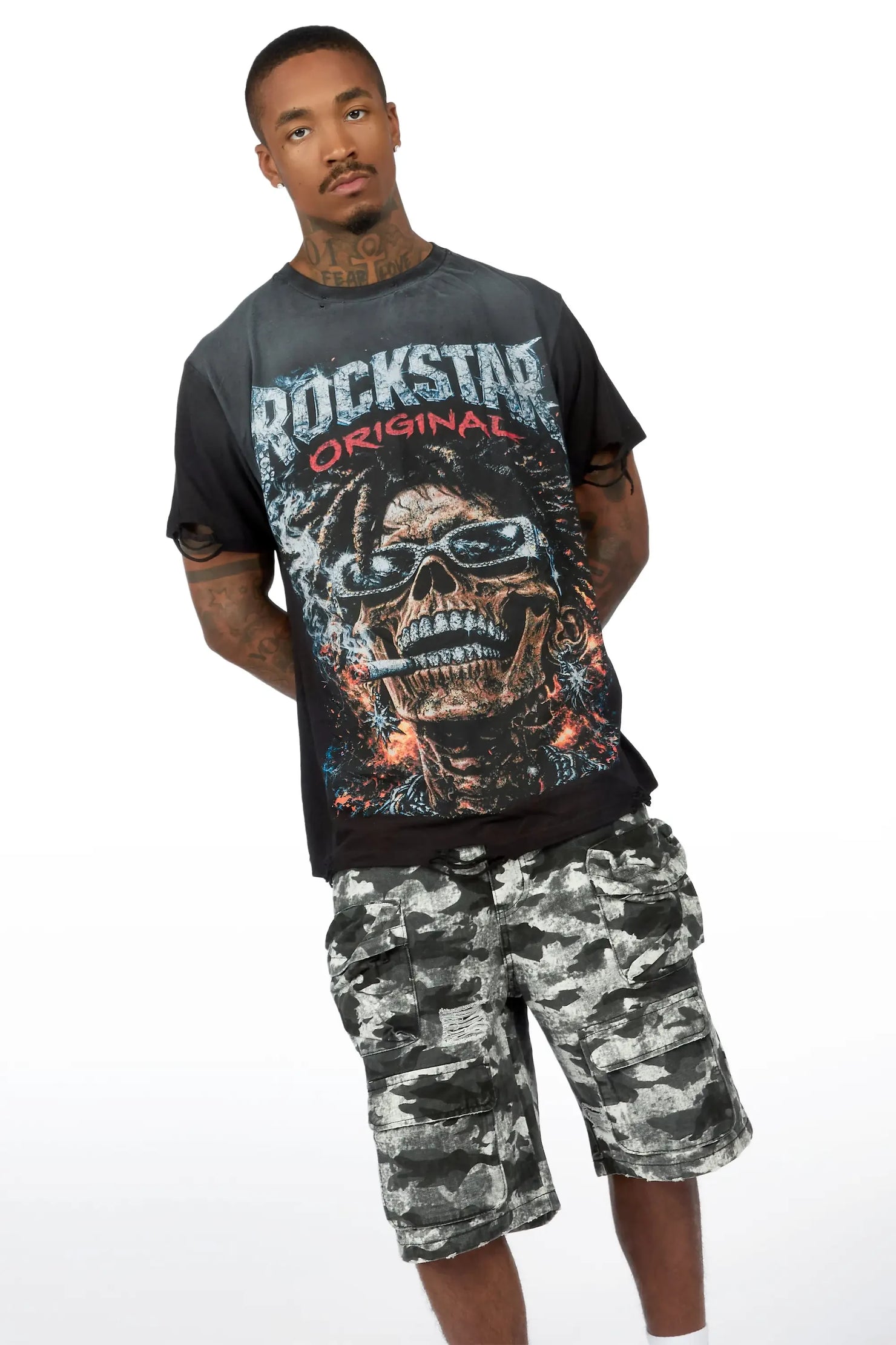 Baber Black Oversized Graphic T-Shirt