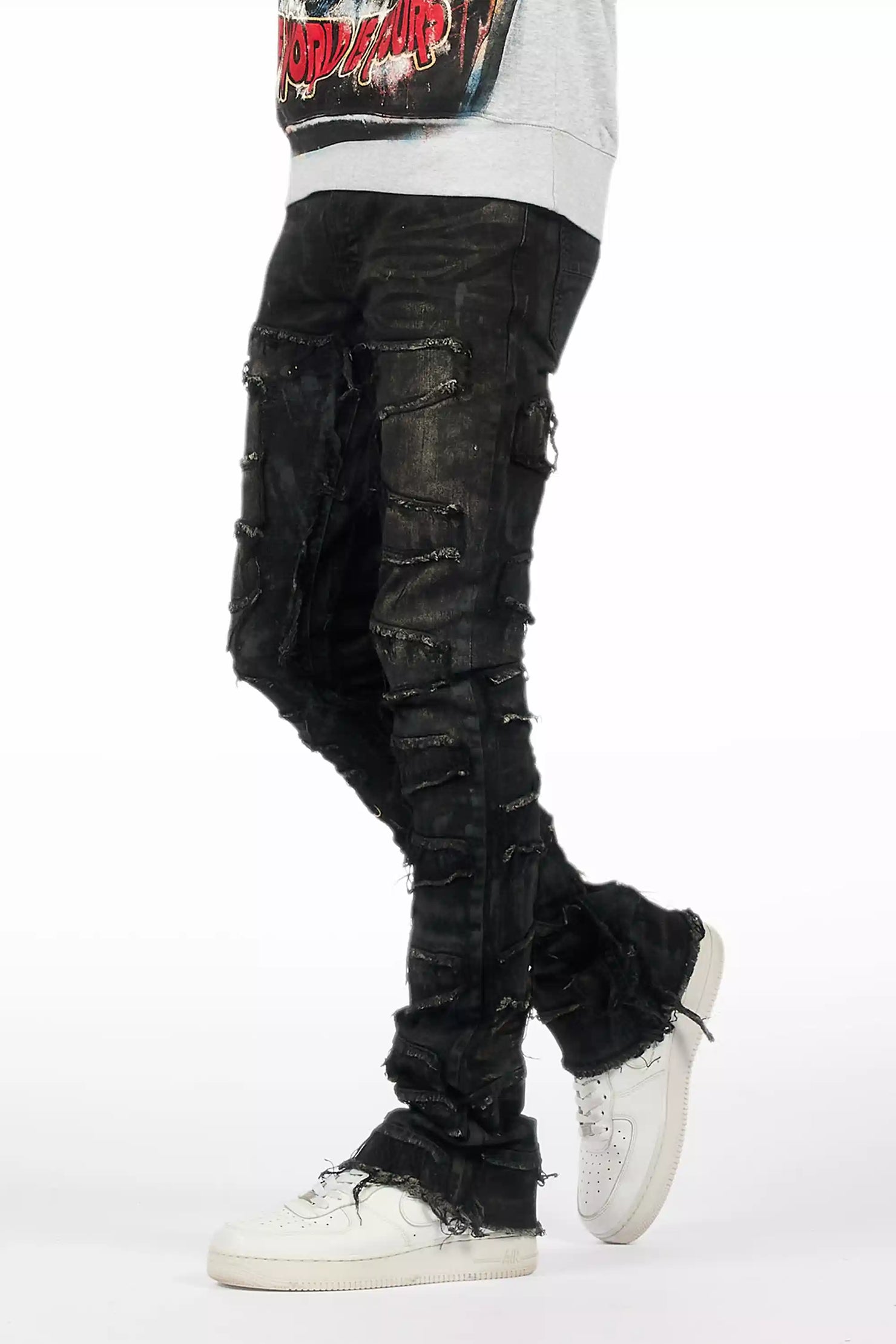 Shake Grey Oil Wash Stacked Flare Jean