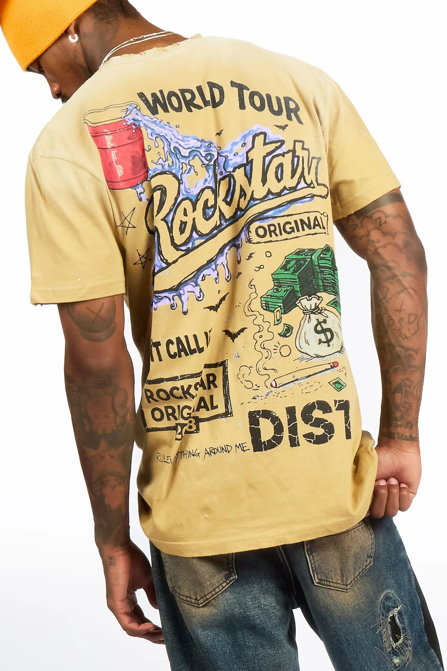 Batts Beige Oversized Graphic T-Shirt
