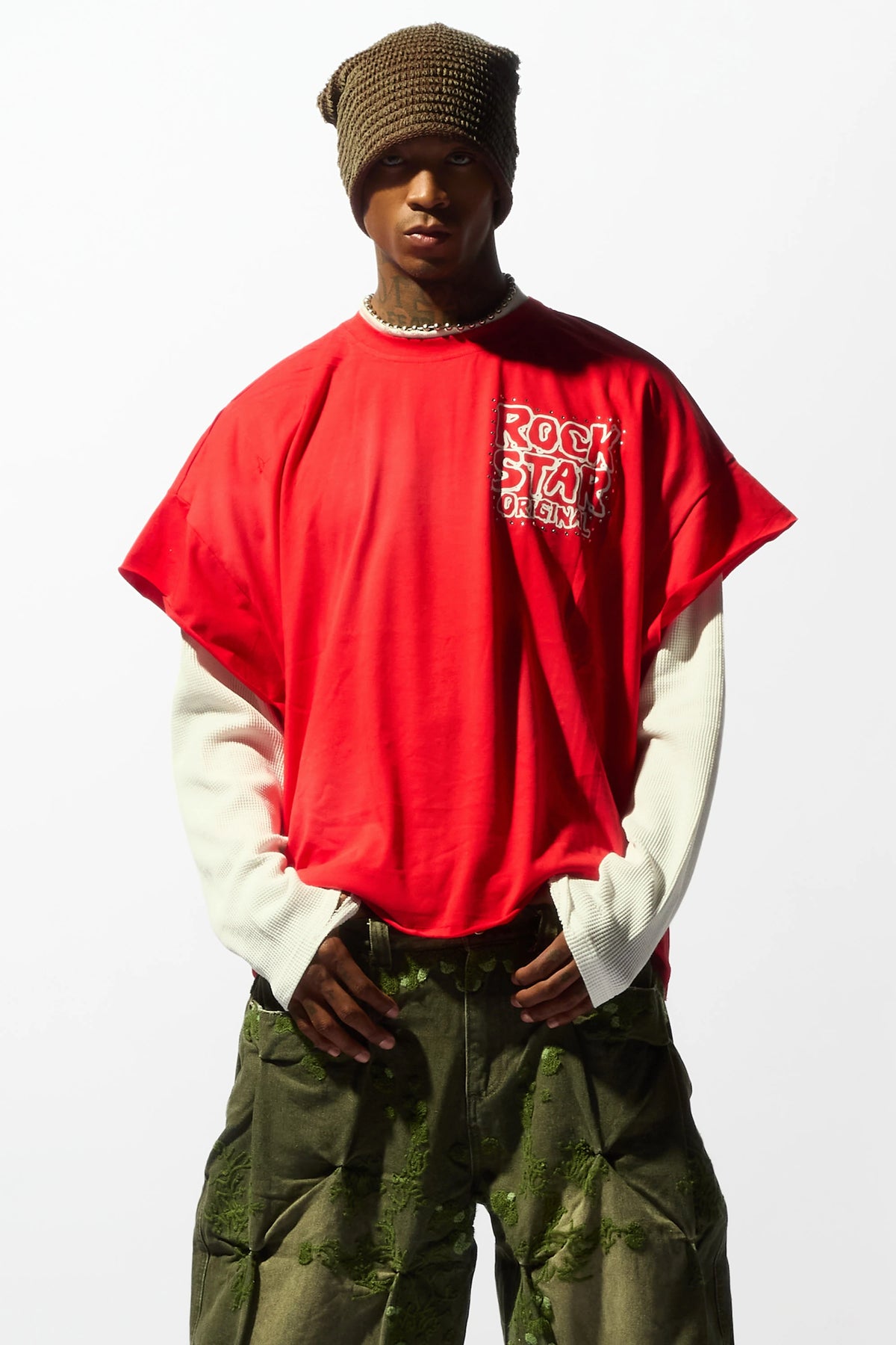 Marc Red Cut Sleeve Tee