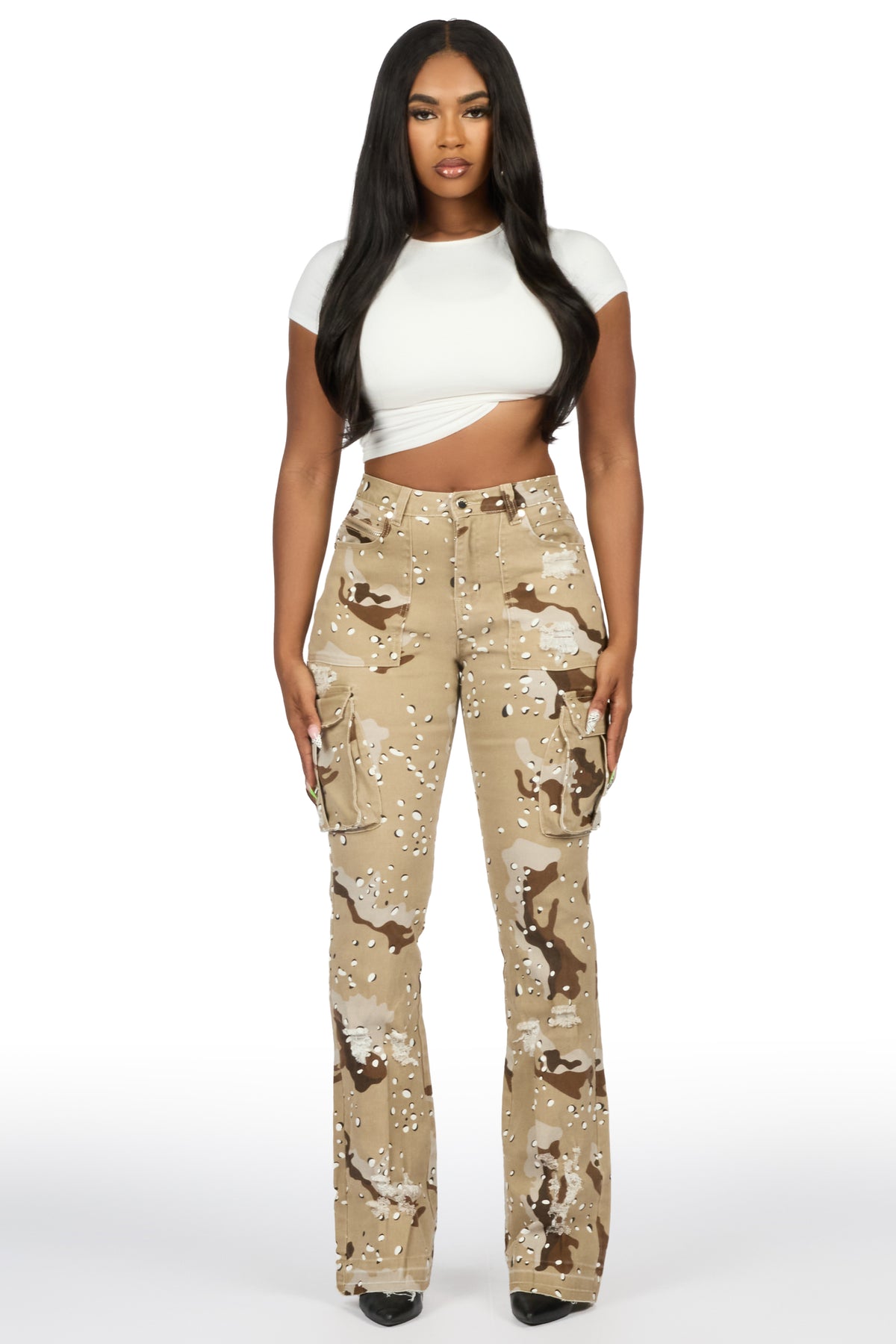 Kamron 2.0 Desert Camo Cargo Stacked Flare Jean