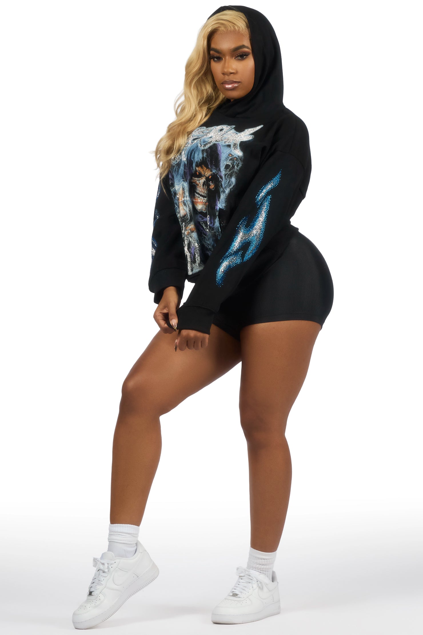 Shaquala Black Rhinestone Hoodie