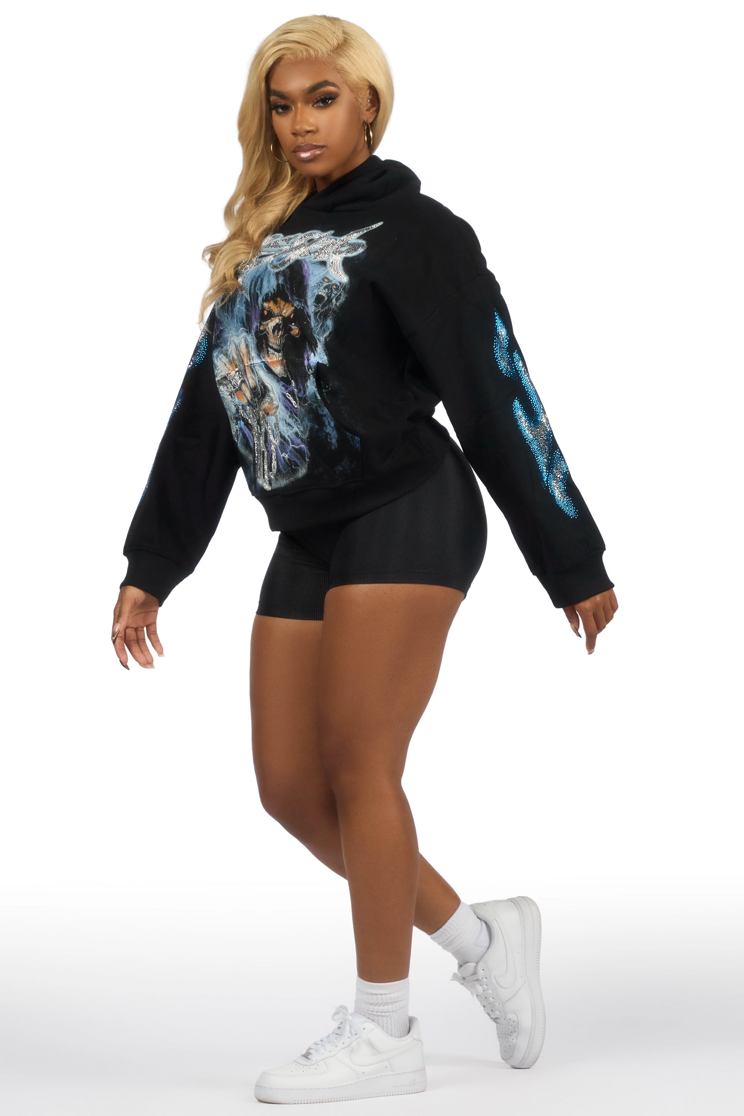 Shaquala Black Rhinestone Hoodie