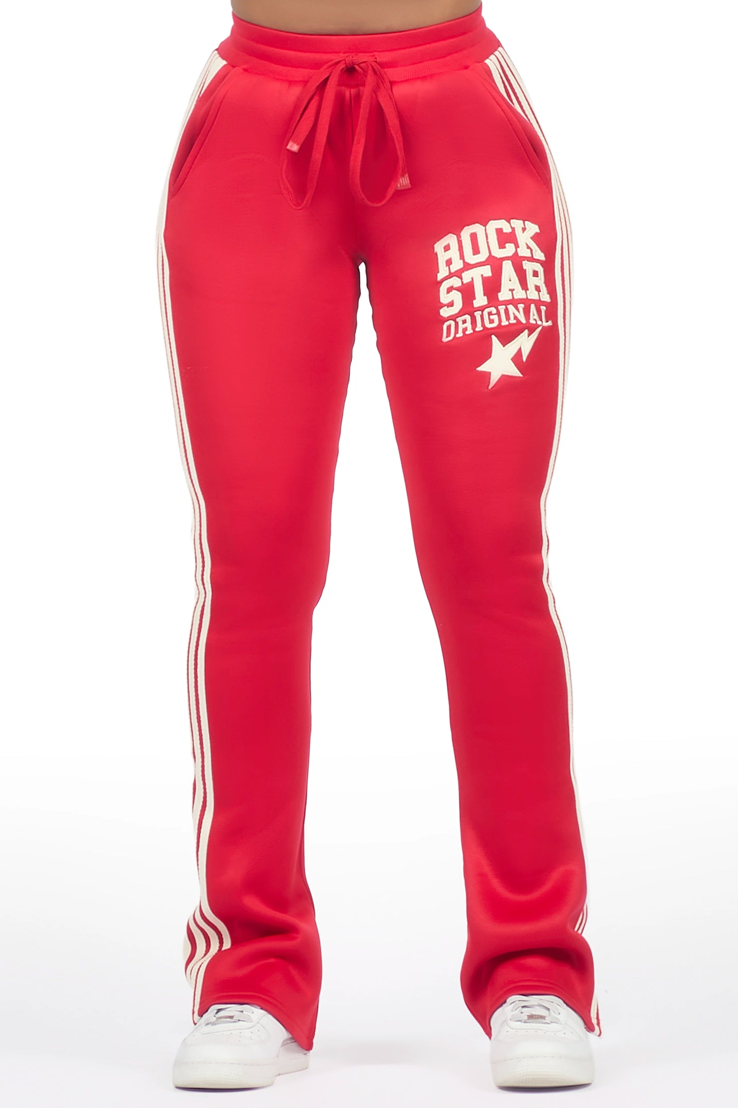 Briana Red Stacked Track Pant