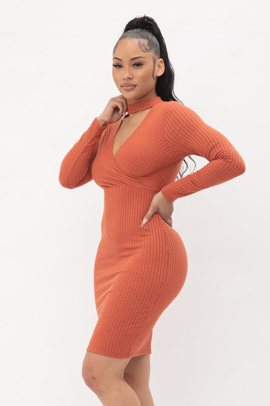 Kyana Rust Knit Mini Dress