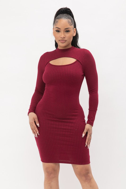 Staci Burgundy Knit Mini Dress