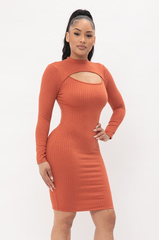 Staci Rust Knit Mini Dress
