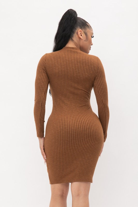 Staci Brown Knit Mini Dress
