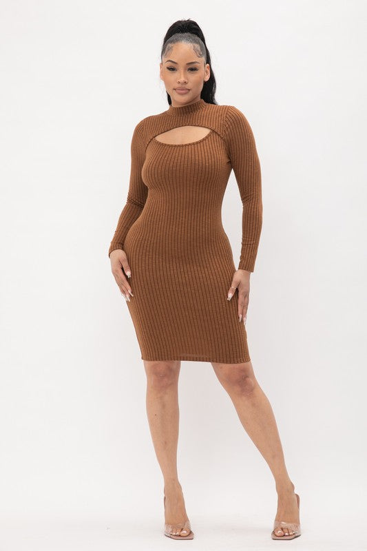 Staci Brown Knit Mini Dress