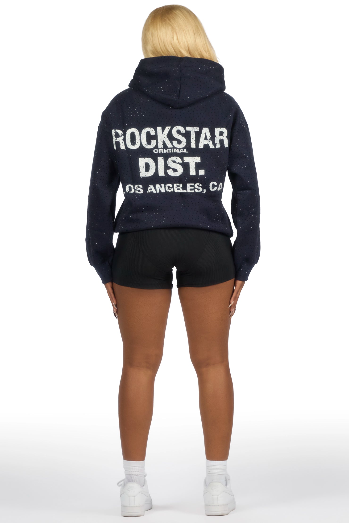 Dalasia Navy Rhinestone Hoodie