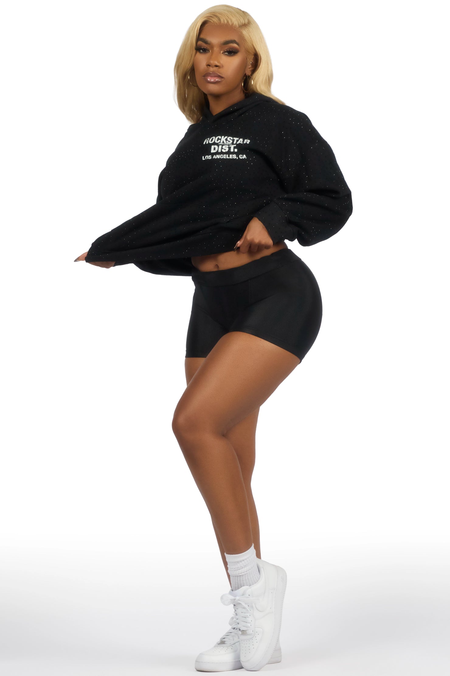 Dalasia Black Rhinestone Hoodie