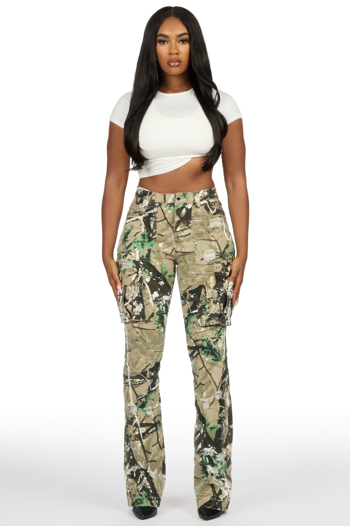 Kamron 2.0 Tree Camo Cargo Stacked Flare Jean