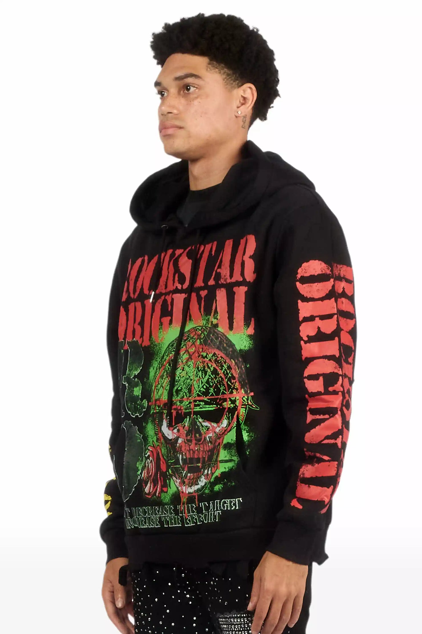 Kilshot Romance Black Distressed Graphic Hoodie