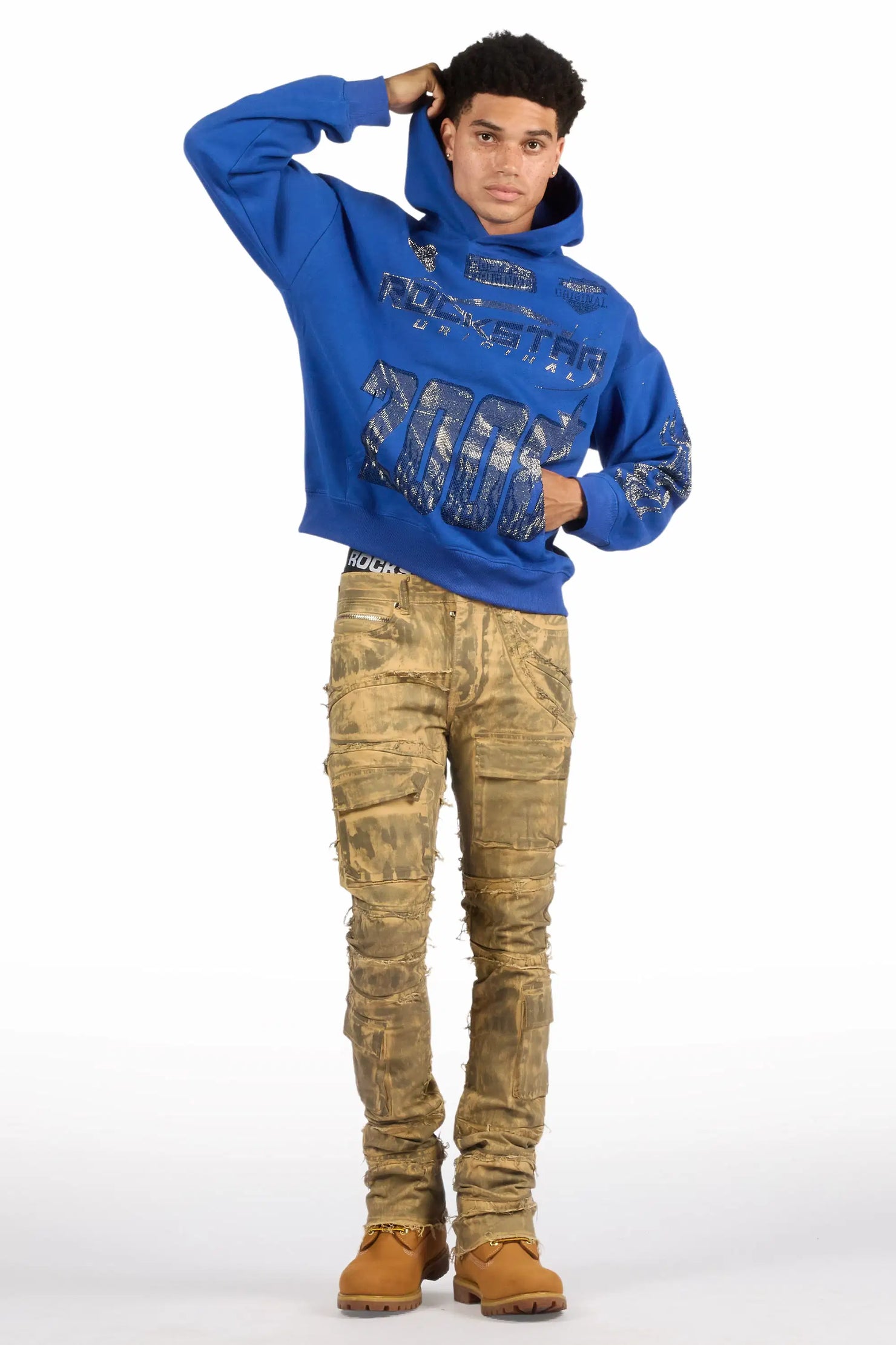 Amos Royal Rhinestone Oversized Hoodie