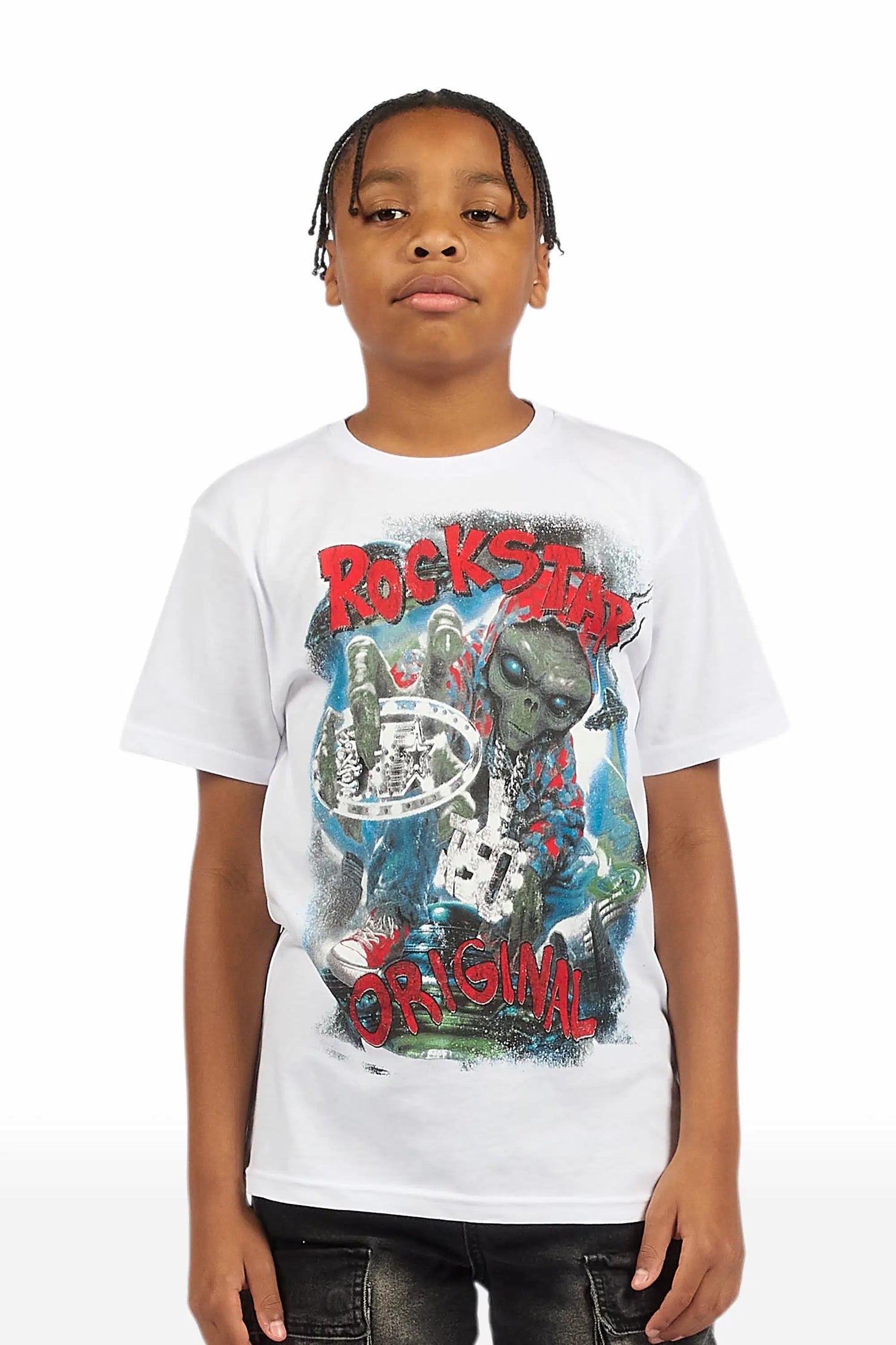 Boys Caevon White Graphic T-Shirt