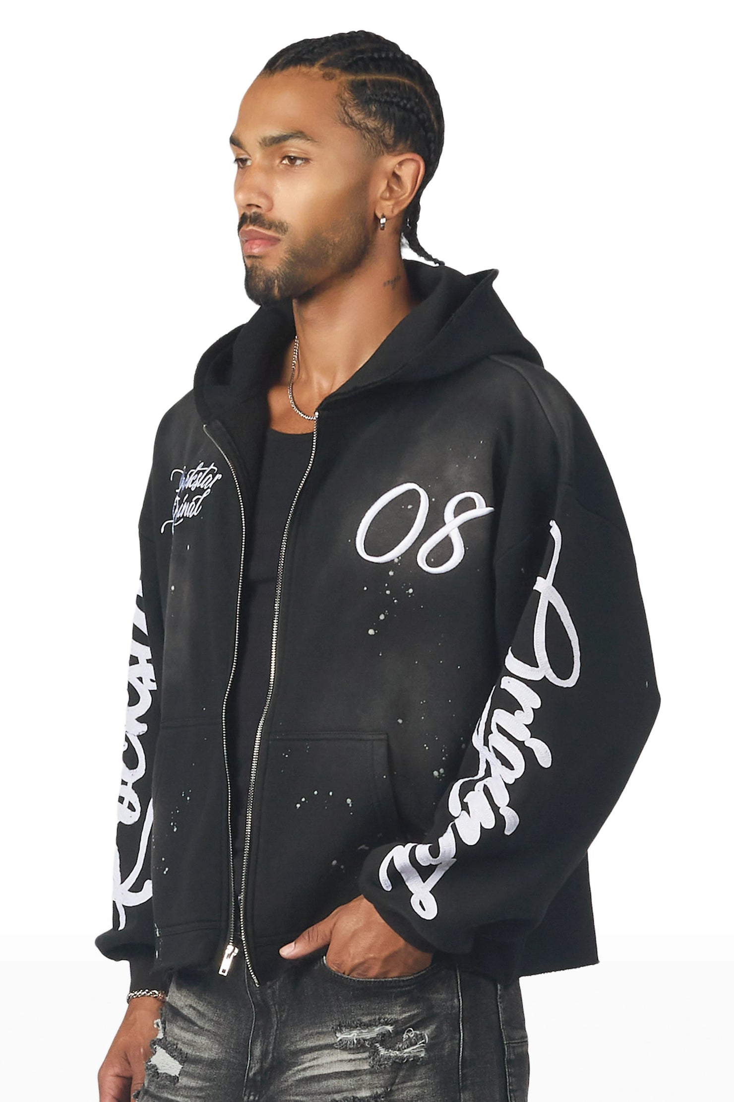 Hanif Black Zip Up Hoodie