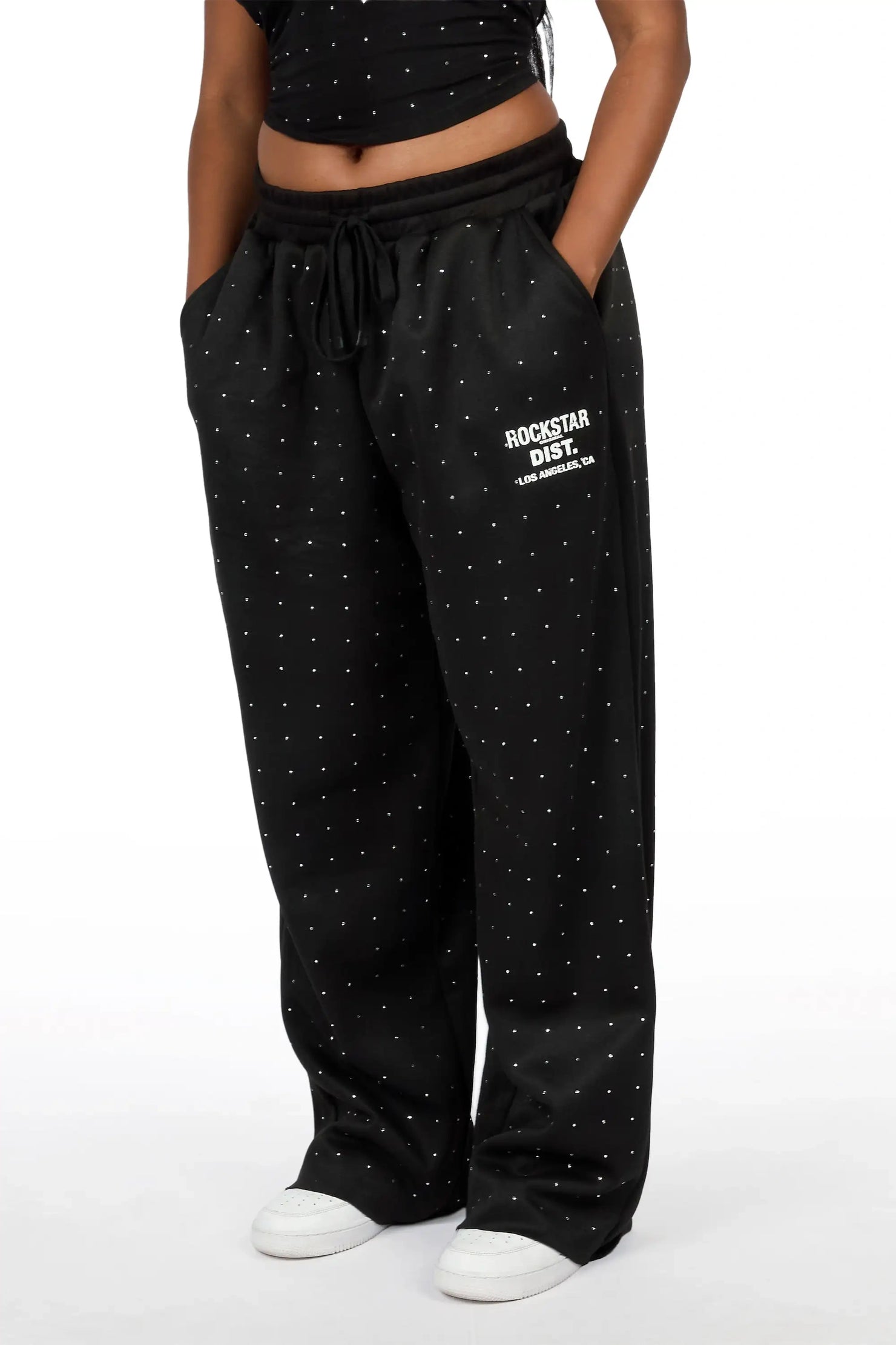 Kelecia Black Rhinestone Tank Baggy Track Set