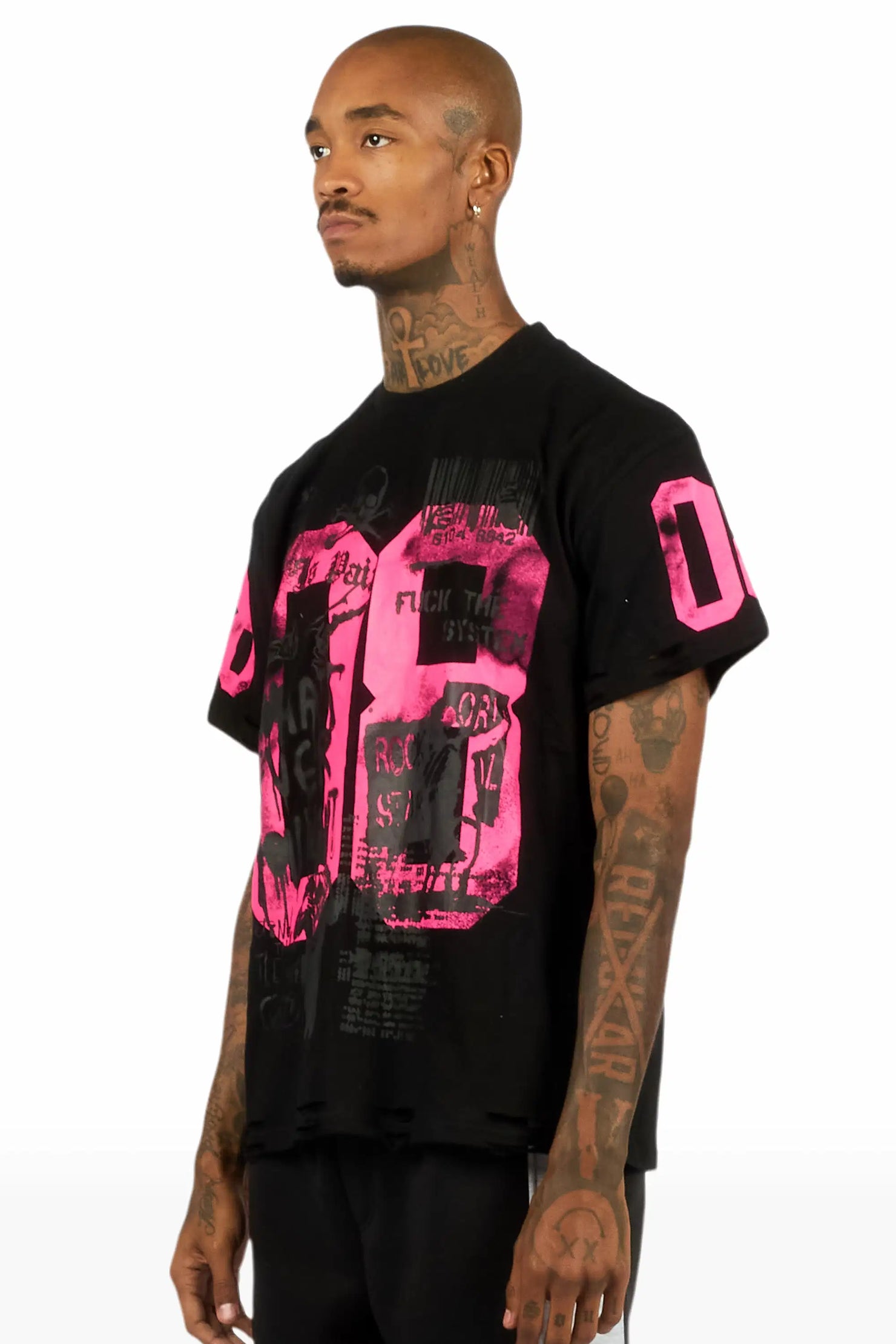 Grill Black/Fuchsia Graphic Oversized T-Shirt