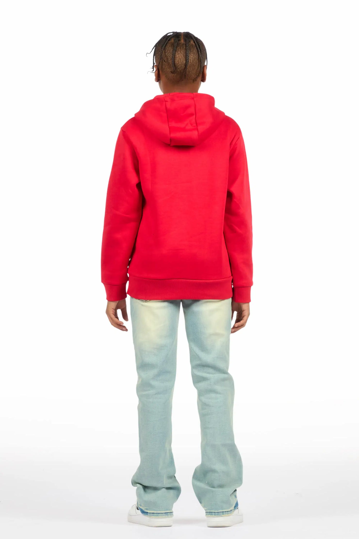 Boys Aylan Red Hoodie Stacked Jean Set