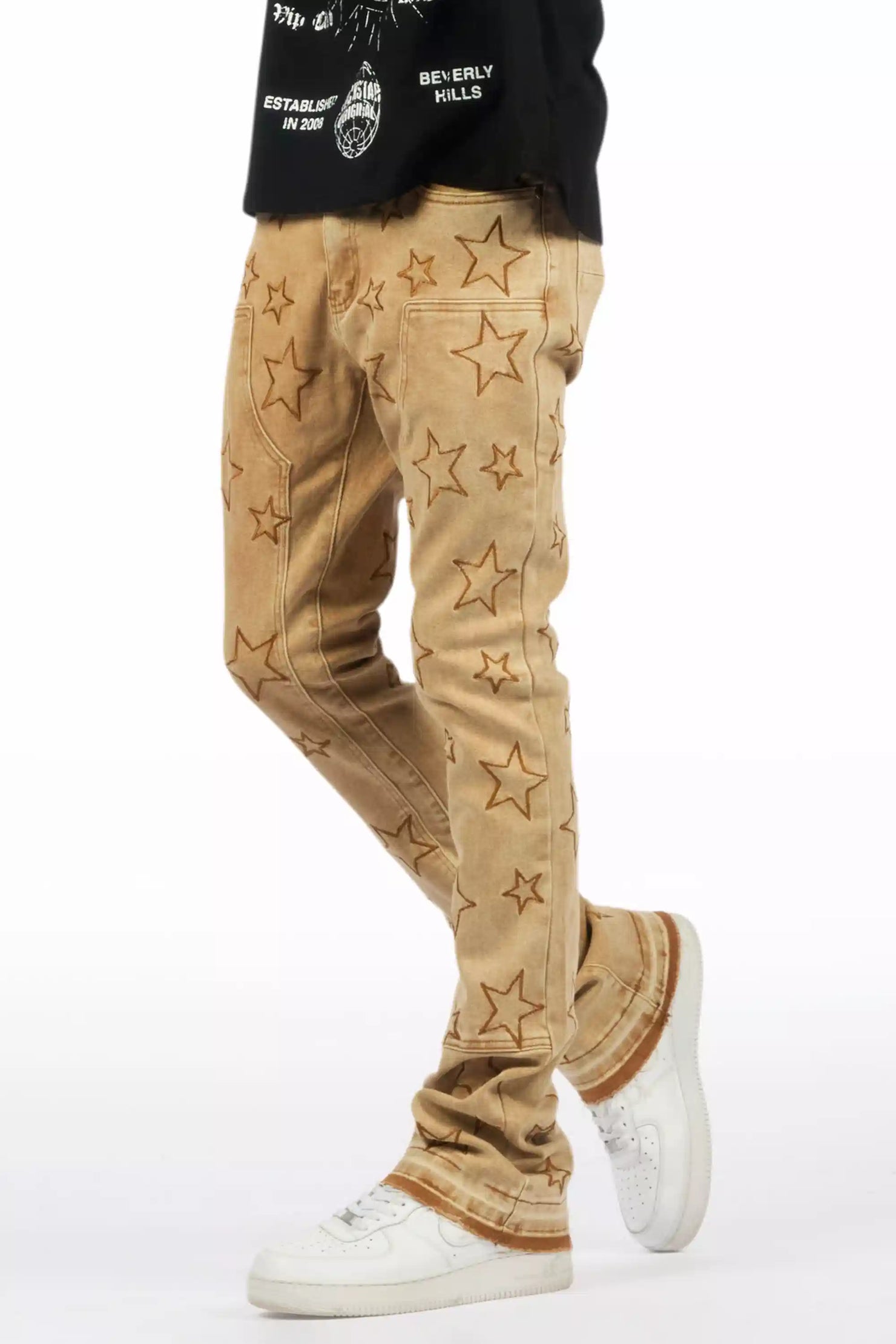 Starship Beige Stacked Flare Jean