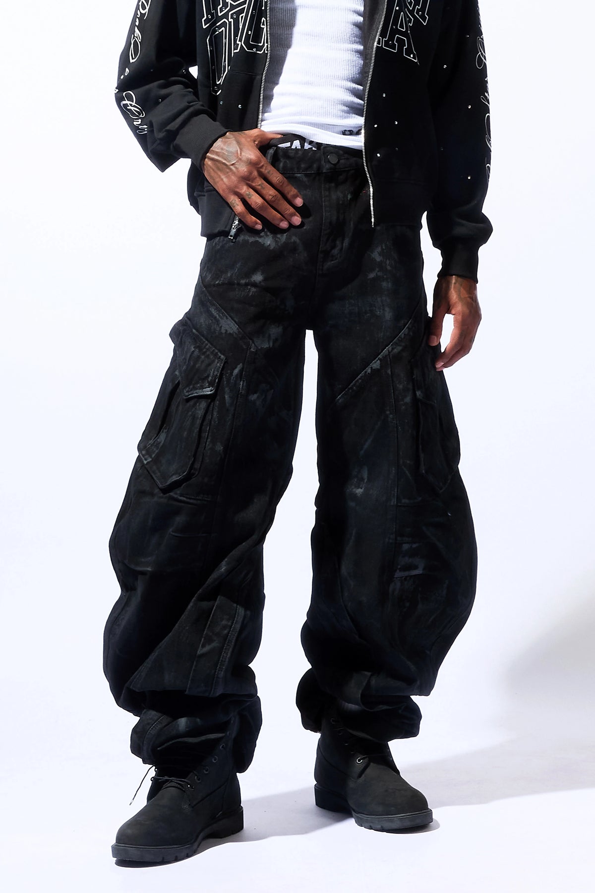 Tren Black Oil Wash Barrel Fit Jean
