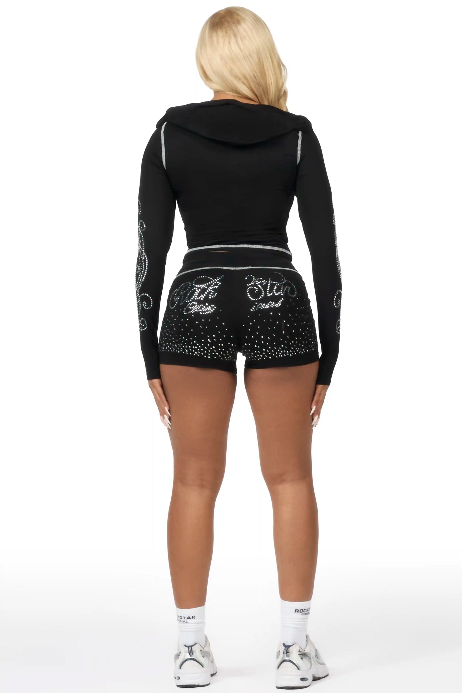 Joella Black Rhinestone Short Set