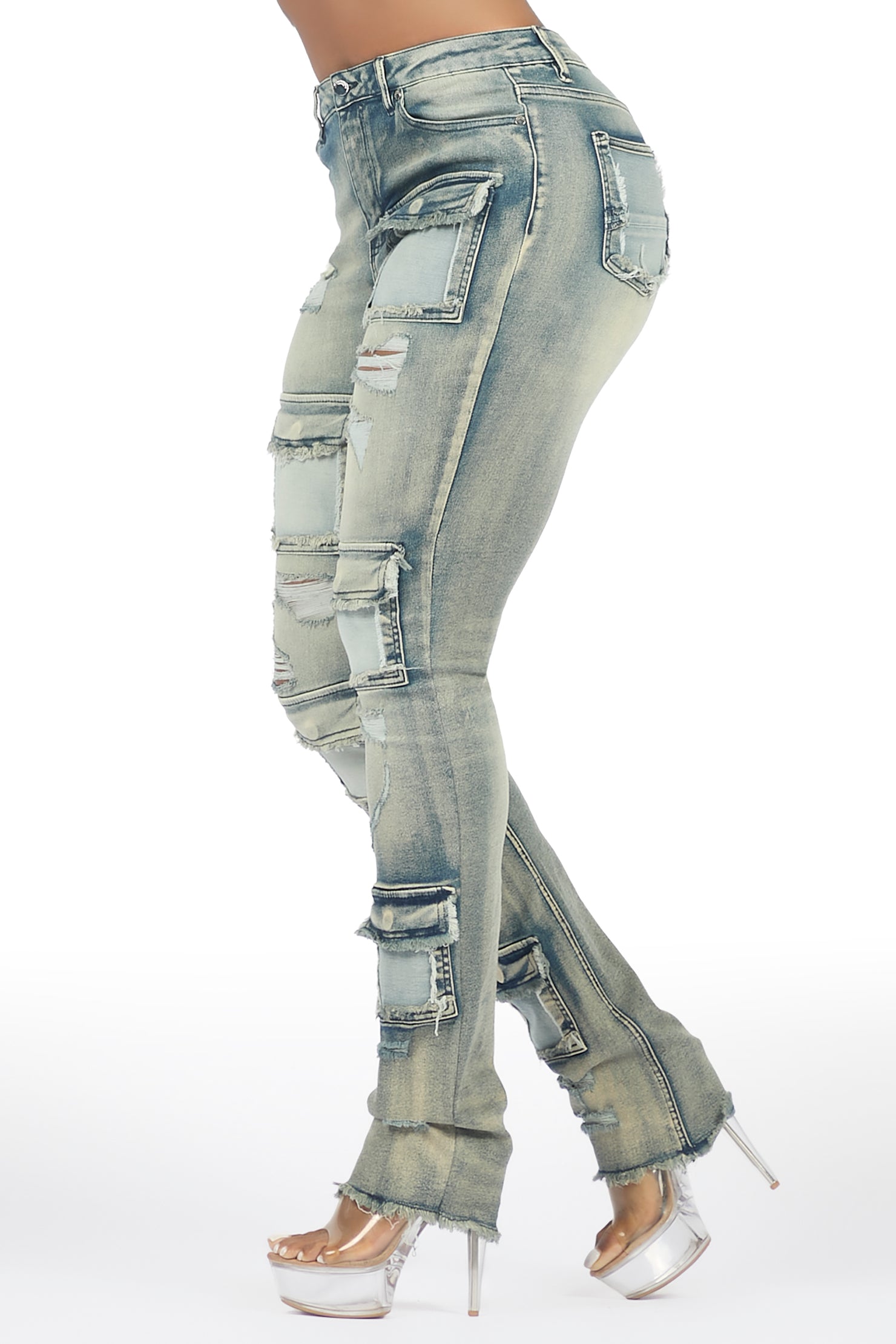 Kritisha Tinted Dark Wash Cargo Skinny Jean