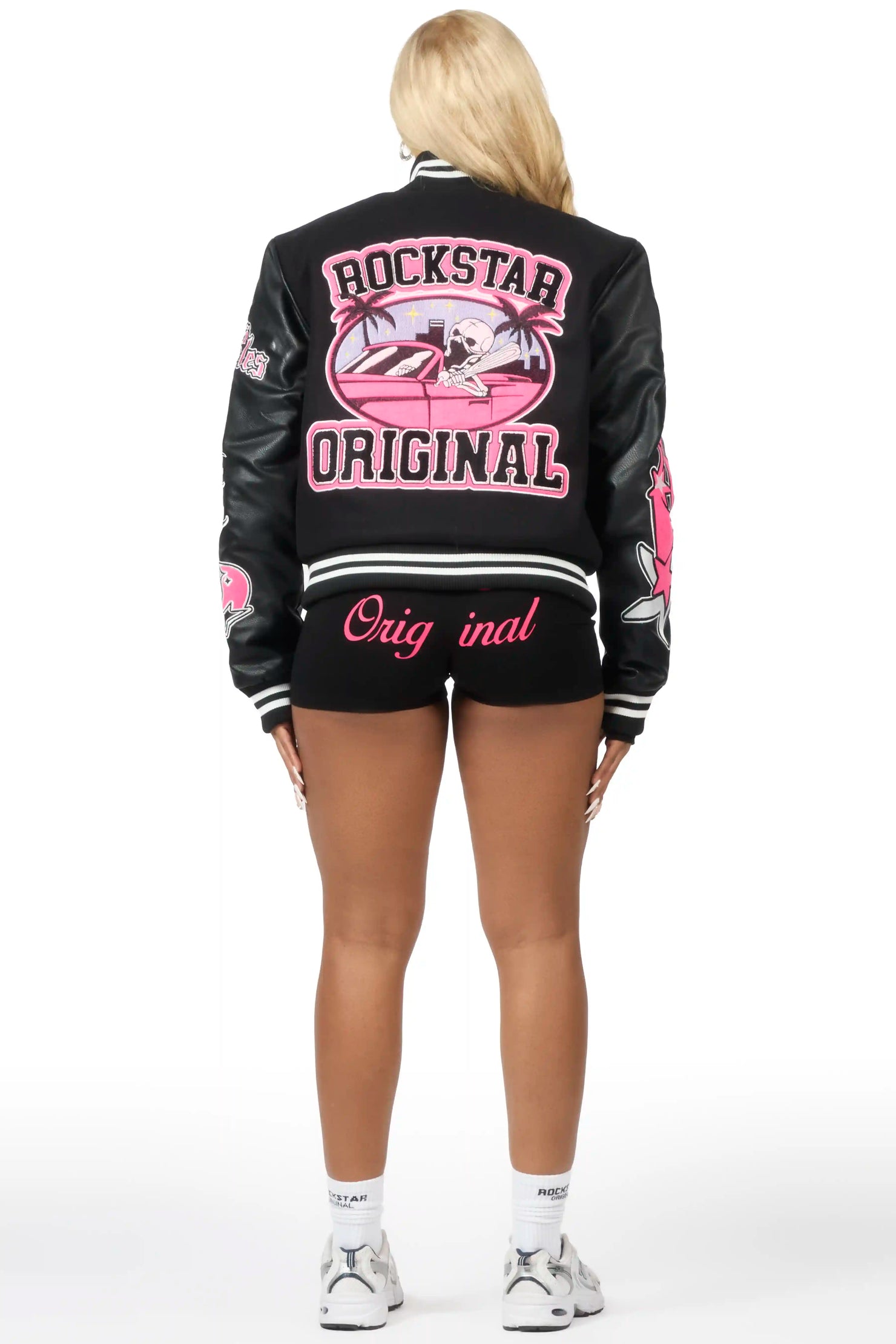 Jermika Black Oversized Varsity Jacket