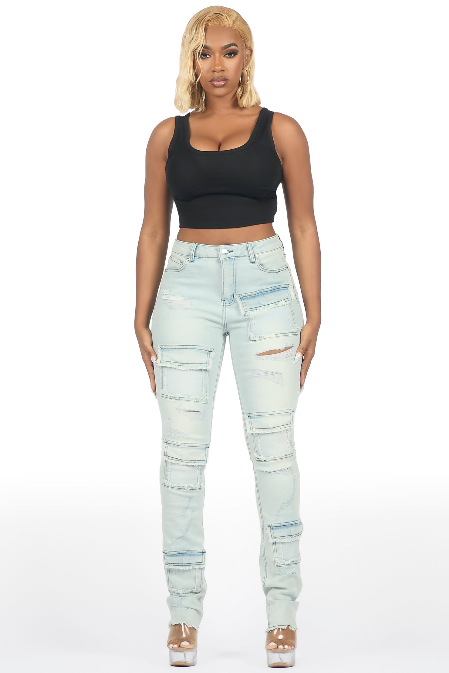 Kritisha Light Wash Cargo Skinny Jean