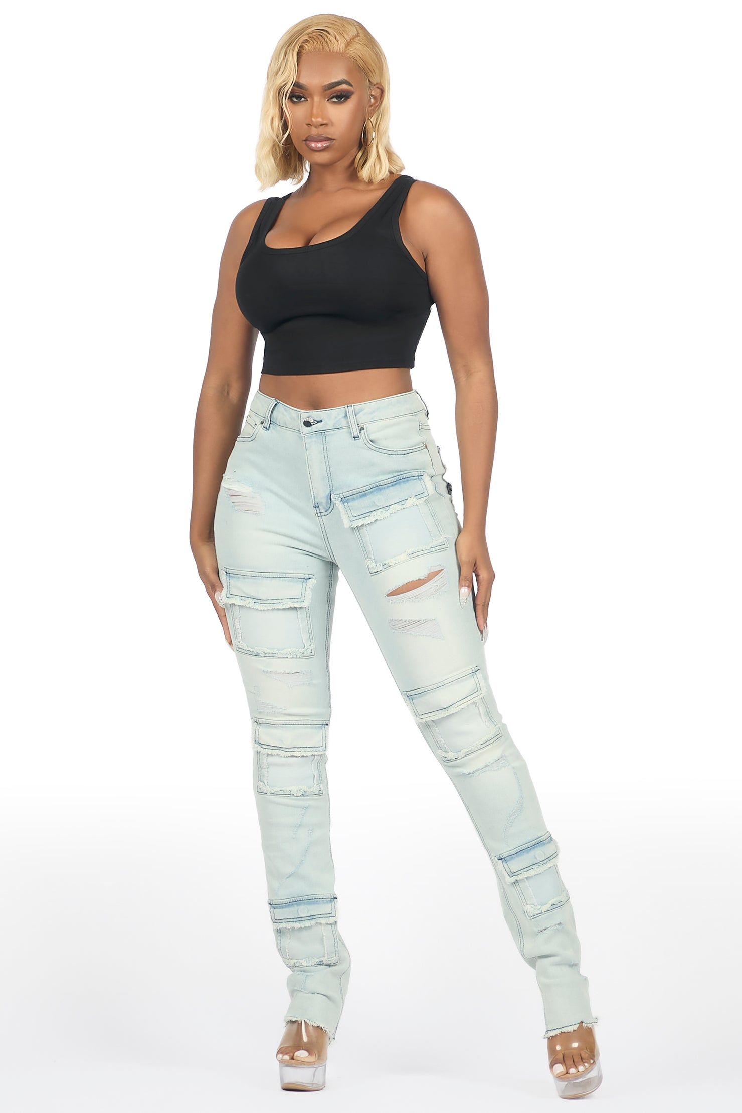 Kritisha Light Wash Cargo Skinny Jean