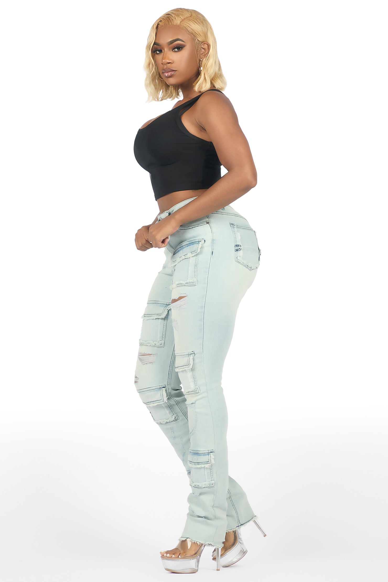 Kritisha Light Wash Cargo Skinny Jean