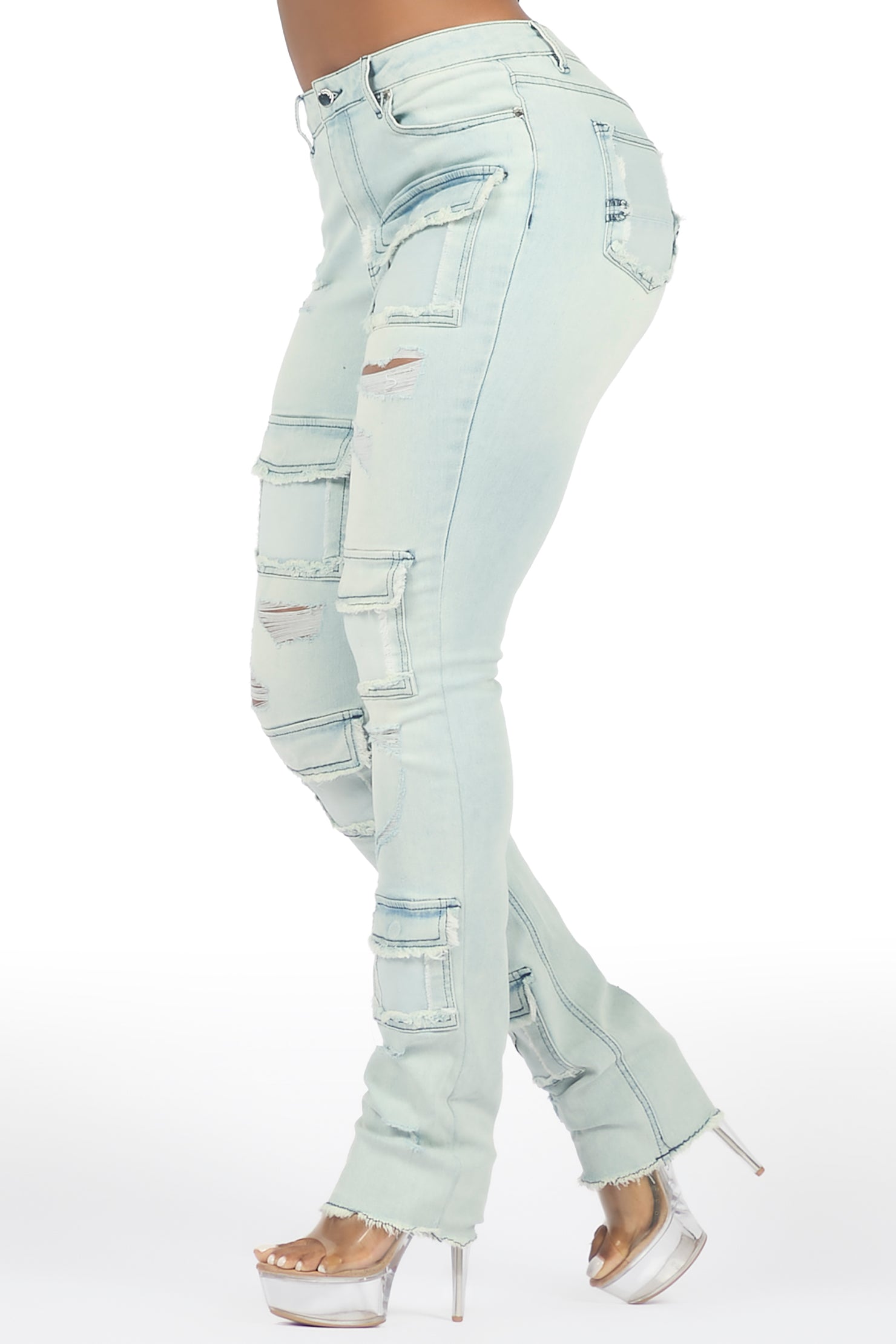 Kritisha Light Wash Cargo Skinny Jean