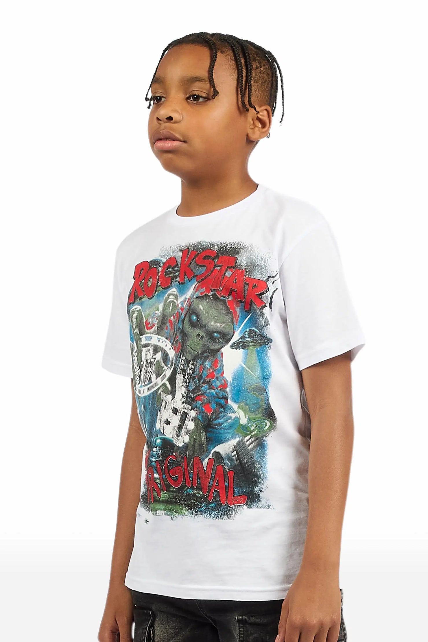 Boys Caevon White Graphic T-Shirt