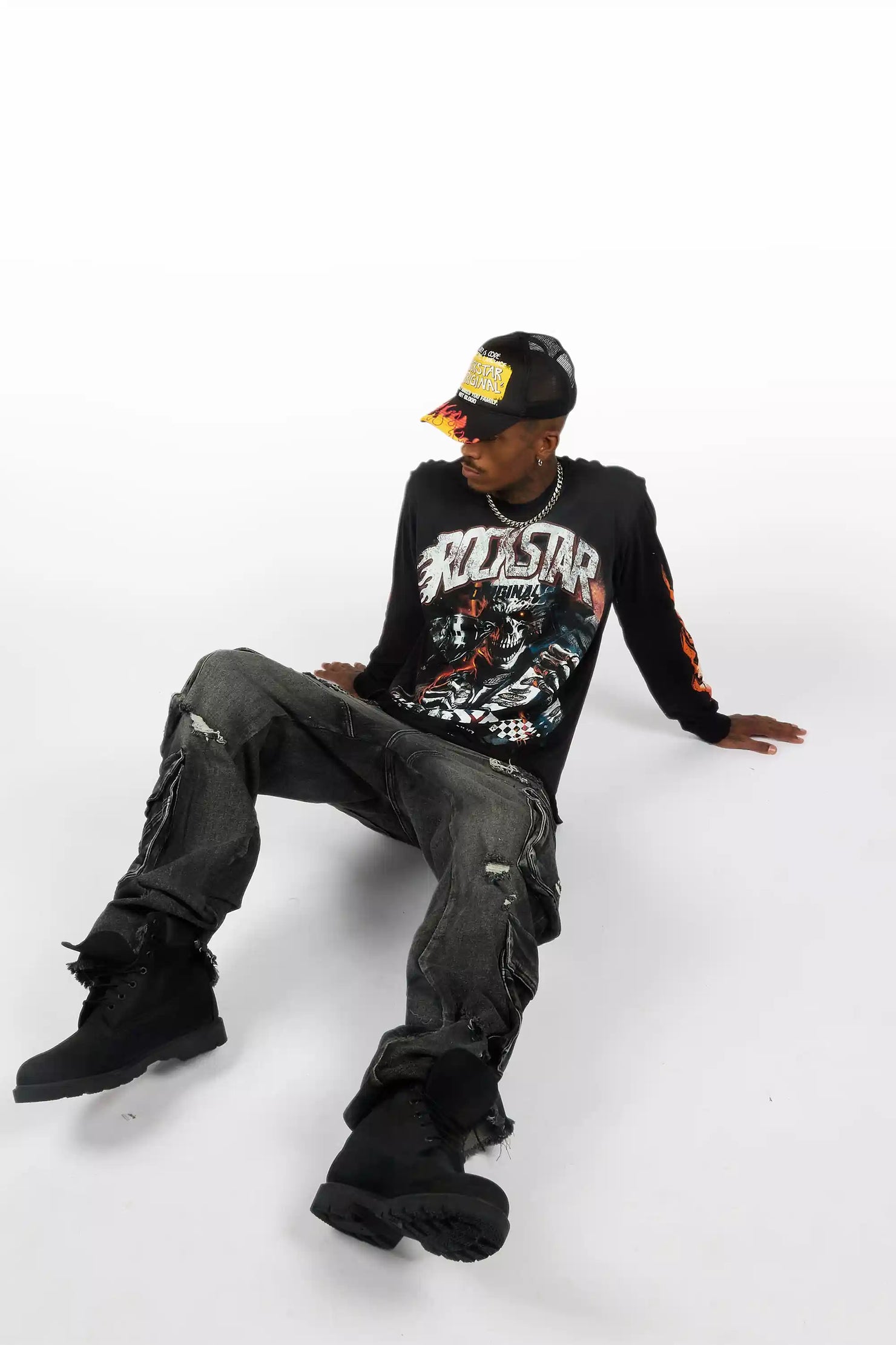 Blaek Black/Yellow Long Sleeve Graphic T-Shirt